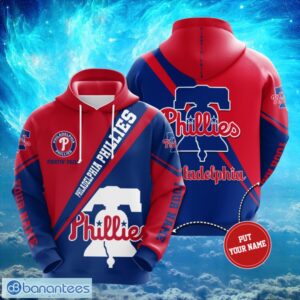 MLB Philadelphia Phillies Logo Design Blue Red Hoodie Full Print Hoodie Custom Name Product Photo 1