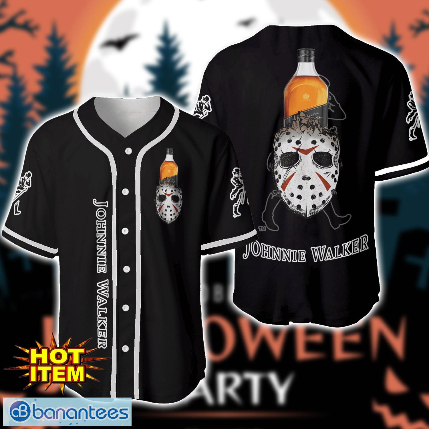 johnnie walker horror face baseball jersey shirt halloween gift image Johnnie Walker Horror Face Baseball Jersey Shirt Halloween Gift Product Photo 1