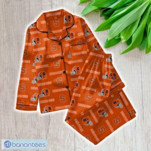 Ncaa Syracuse Orange Satin Long Sleeve Pajamas Set Family For Men Women Gift Christmas - ZNCAA Syracuse Orange_Women Satin Long Sleeve Pajamas Set_1