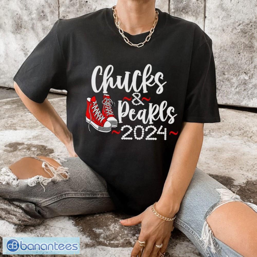 kamala harris 2024 shirt chucks and pearls t shirt image Kamala Harris 2024 Shirt, Chucks And Pearls T-Shirt Product Photo 1