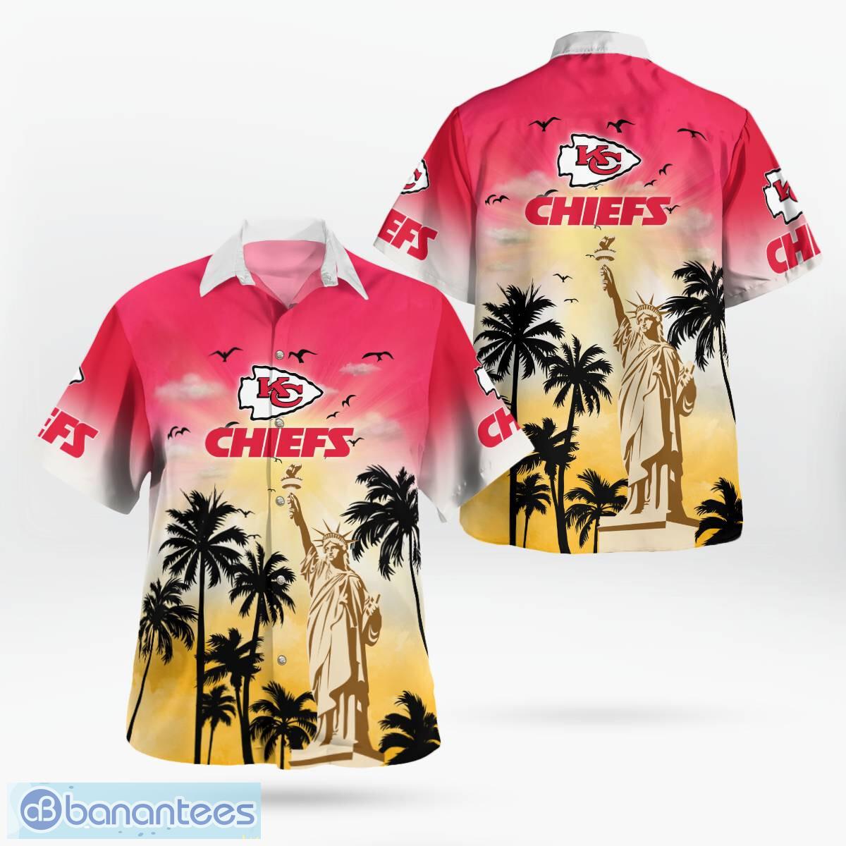 kansas city chiefs statue of liberty tropical hawaiian shirt for men women image Kansas City Chiefs Statue of Liberty Tropical Hawaiian Shirt For Men Women - Kansas City Chiefs Statue of Liberty Tropical Hawaiian Shirt For Men Women
