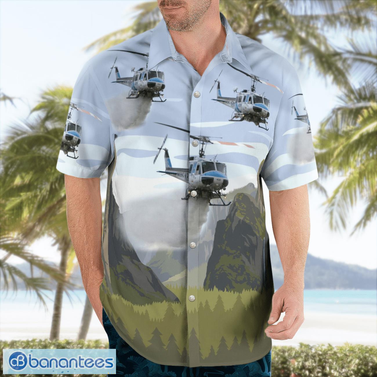 Kern County Fire Department Bell 205 3D Hawaiian Shirt Kern County Fire Department Bell 205 3D Hawaiian Shirt Product Photo 3