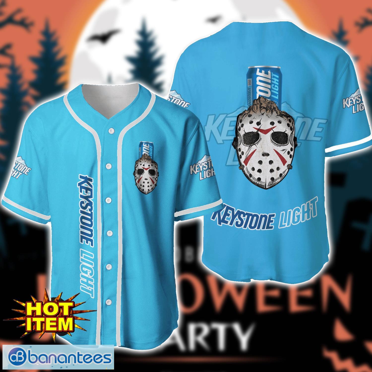 keystone light horror face baseball jersey shirt halloween gift image Keystone Light Horror Face Baseball Jersey Shirt Halloween Gift Product Photo 1