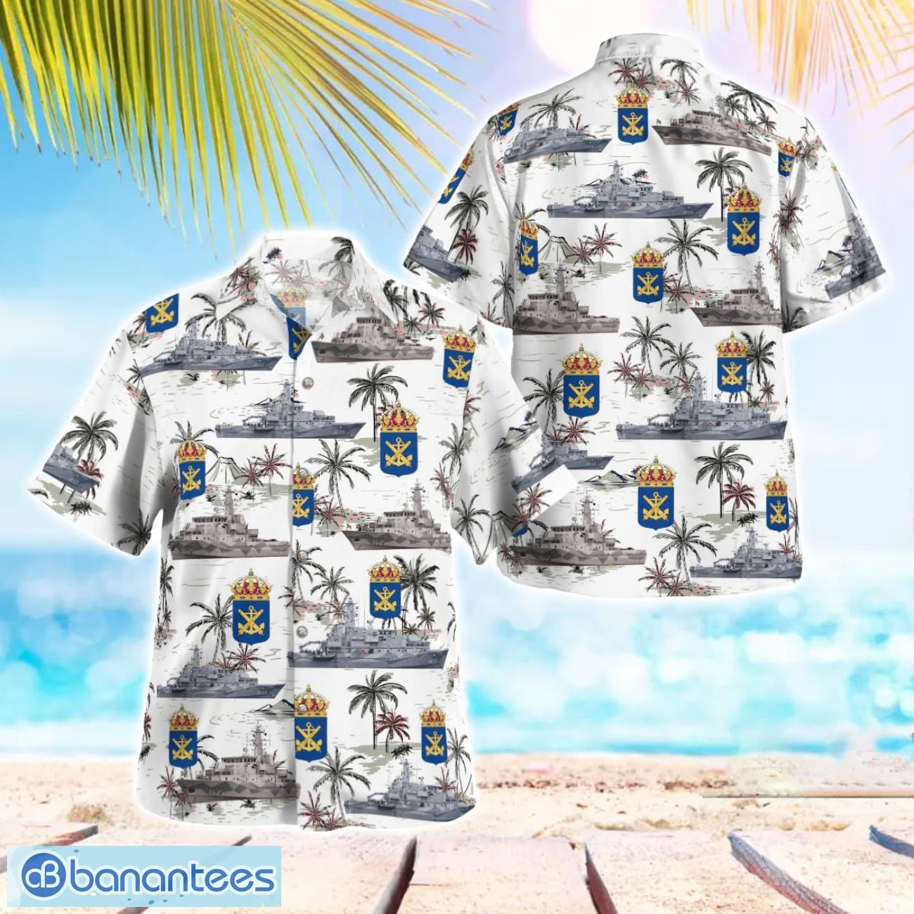 koster class sweden navy hawaiian shirt beach summer gift image Koster class Sweden Navy Hawaiian Shirt Beach Summer Gift Product Photo 1