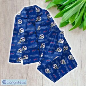 NFL Buffalo Bills Satin Long Sleeve Pajamas Set Family For Men Women Gift Christmas - NFL Buffalo Bills_Women Satin Long Sleeve Pajamas Set_1