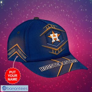 MLB Houston Astros Logo Design Honeycomb Pattern Blue Cap Custom Your Name Cap 3D Cap Product Photo 2