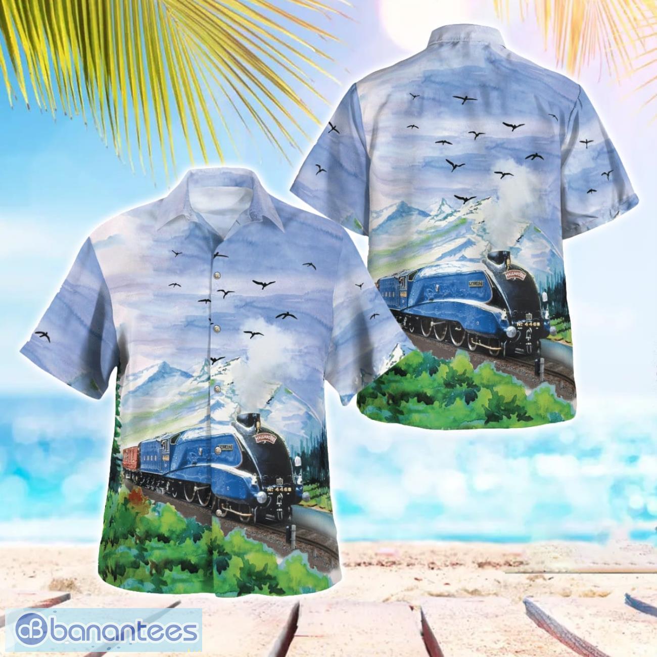 lner class a4 4468 mallard 3d hawaiian shirt image LNER Class A4 4468 Mallard 3D Hawaiian Shirt Product Photo 1
