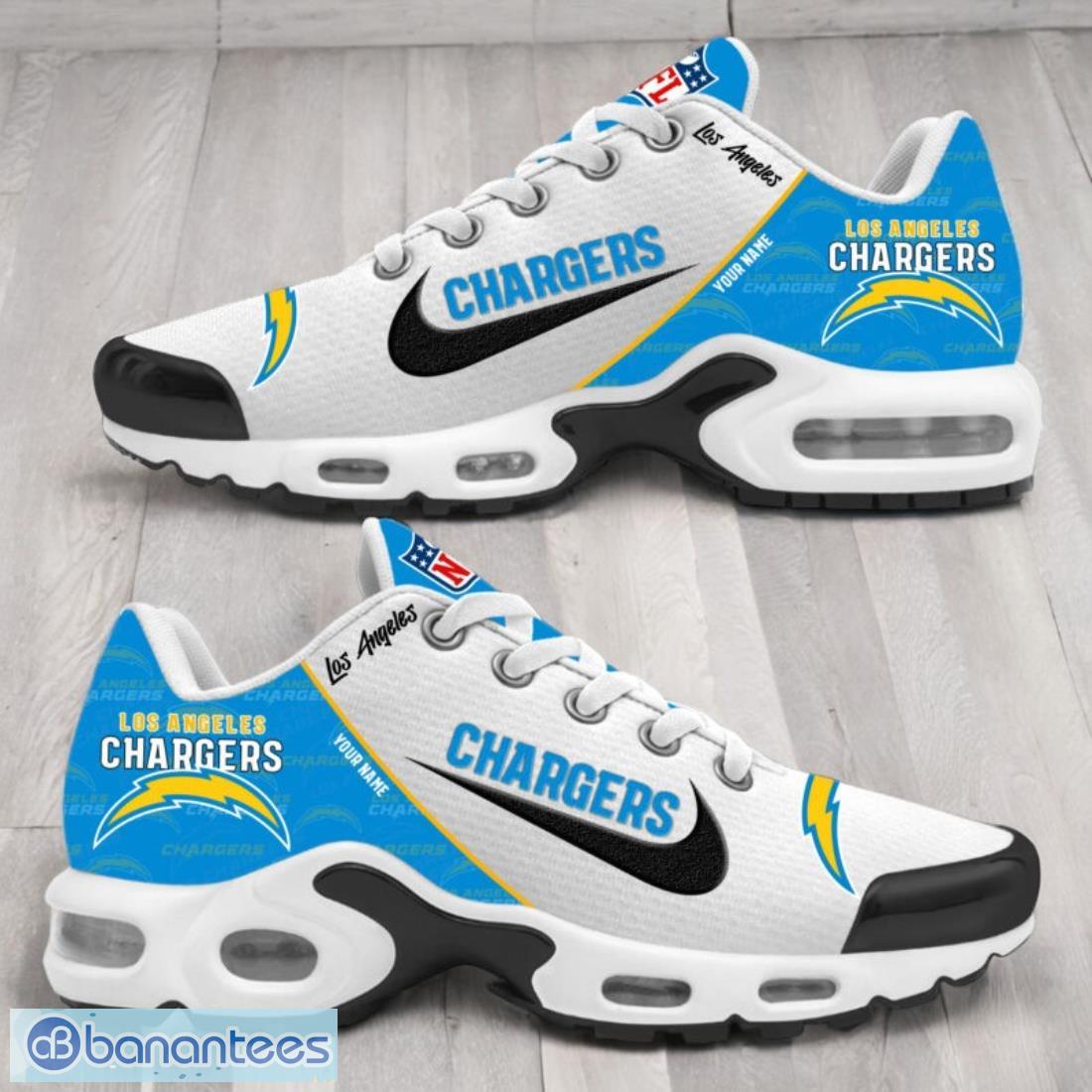 los angeles chargers nfl air cushion sport shoes custom name sport fans gifts image Los Angeles Chargers NFL Air Cushion Sport Shoes Custom Name Sport Fans Gifts Product Photo 1
