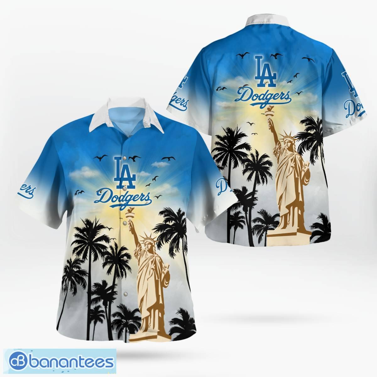 los angeles dodgers statue of liberty tropical hawaiian shirt for men women image Los Angeles Dodgers Statue of Liberty Tropical Hawaiian Shirt For Men Women - Los Angeles Dodgers Statue of Liberty Tropical Hawaiian Shirt For Men Women