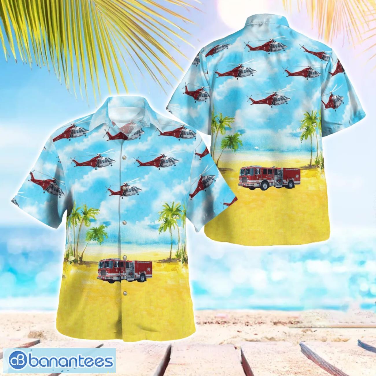 los angeles fire department lafd california hawaiian shirt button summer shirt image Los Angeles Fire Department LAFD, California Hawaiian Shirt Button Summer Shirt Product Photo 1