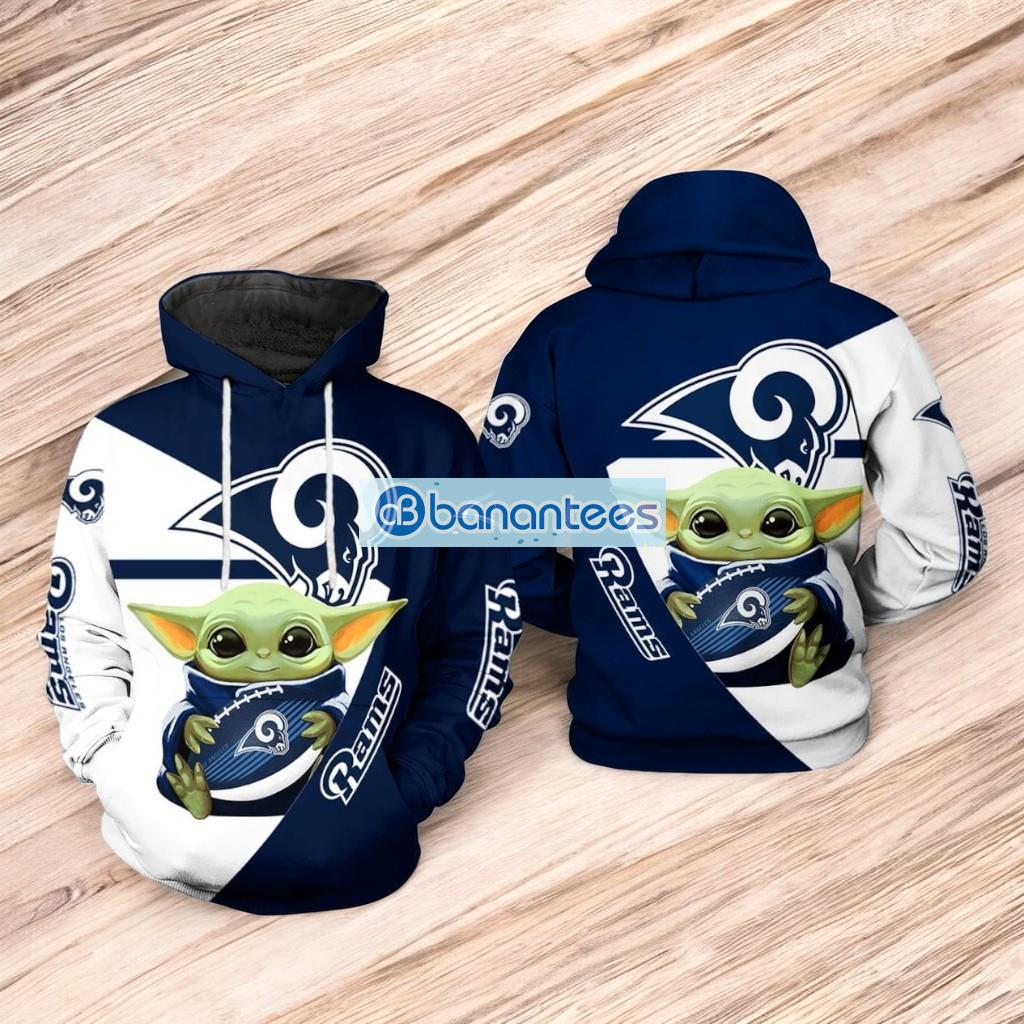 los angeles rams nfl baby yoda team 3d hoodie all over print image Los Angeles Rams NFL Baby Yoda Team 3D Hoodie All Over Print Product Photo 1