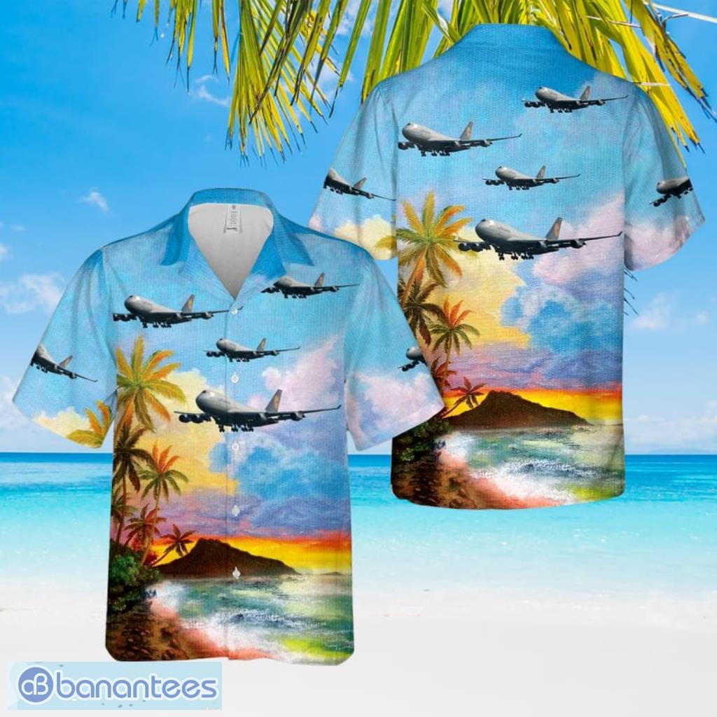 lufthansa boeing 747 430 d abvc baden wurttemberg hawaiian shirt image Lufthansa Boeing 747-430 D-Abvc Baden-Wurttemberg Hawaiian Shirt Product Photo 1