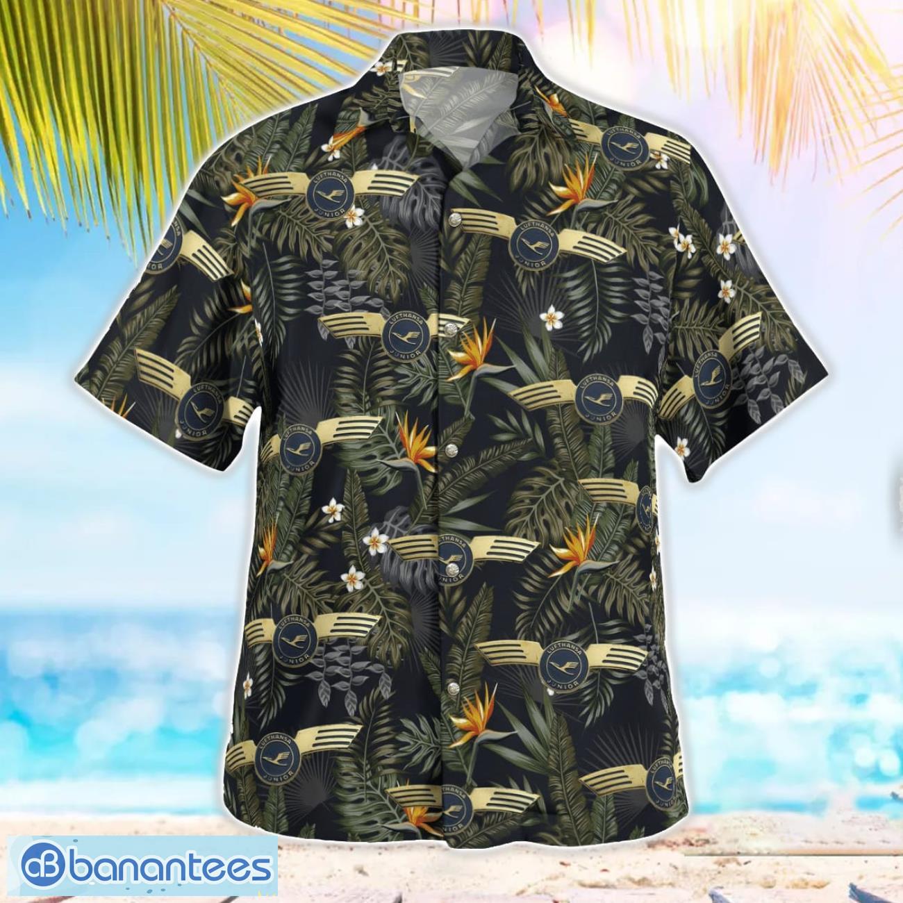 lufthansa junior vintage pilot wings badge 3d hawaiian shirt 2 image Lufthansa junior, vintage pilot wings badge 3D Hawaiian Shirt Product Photo 3