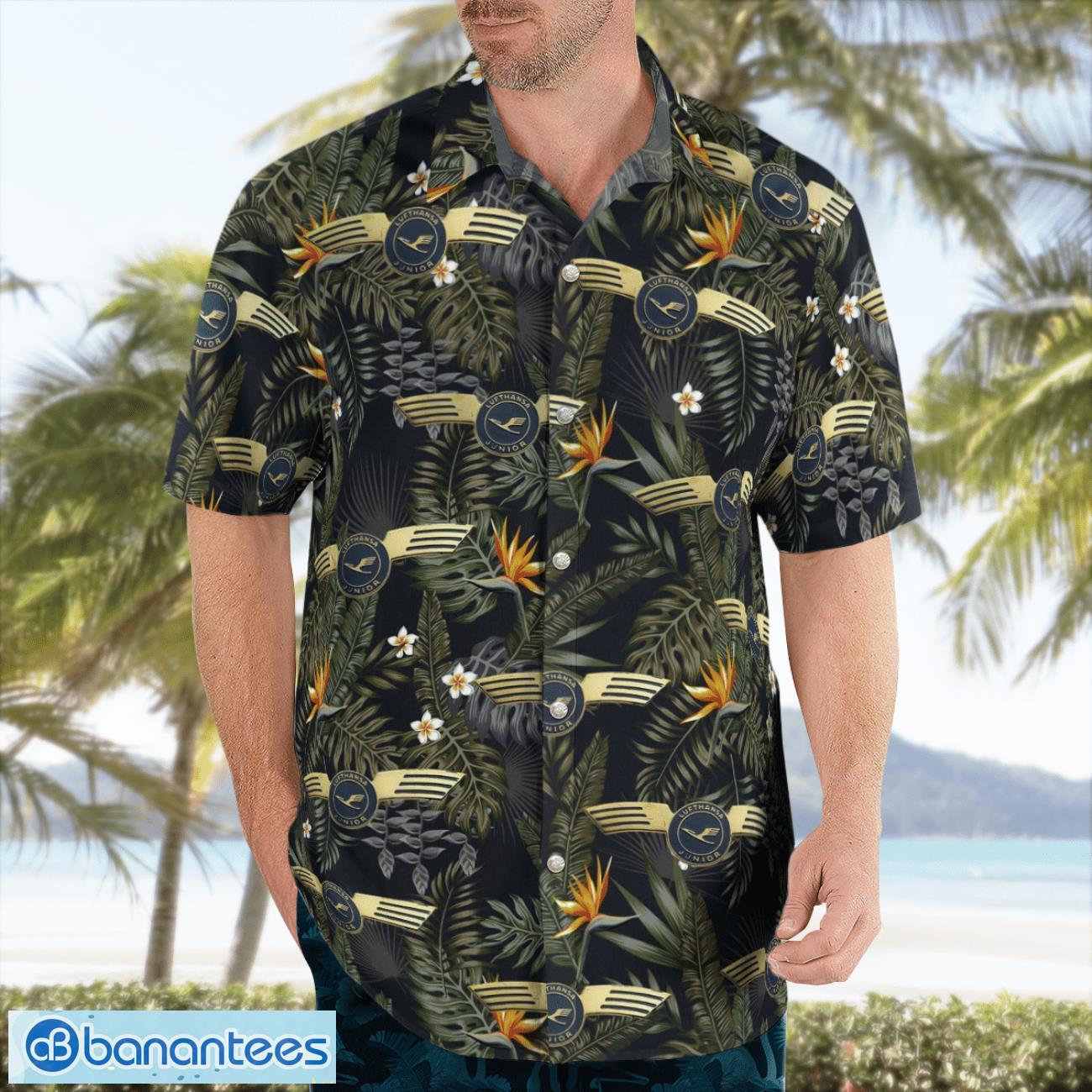 Lufthansa junior, vintage pilot wings badge 3D Hawaiian Shirt Lufthansa junior, vintage pilot wings badge 3D Hawaiian Shirt Product Photo 4