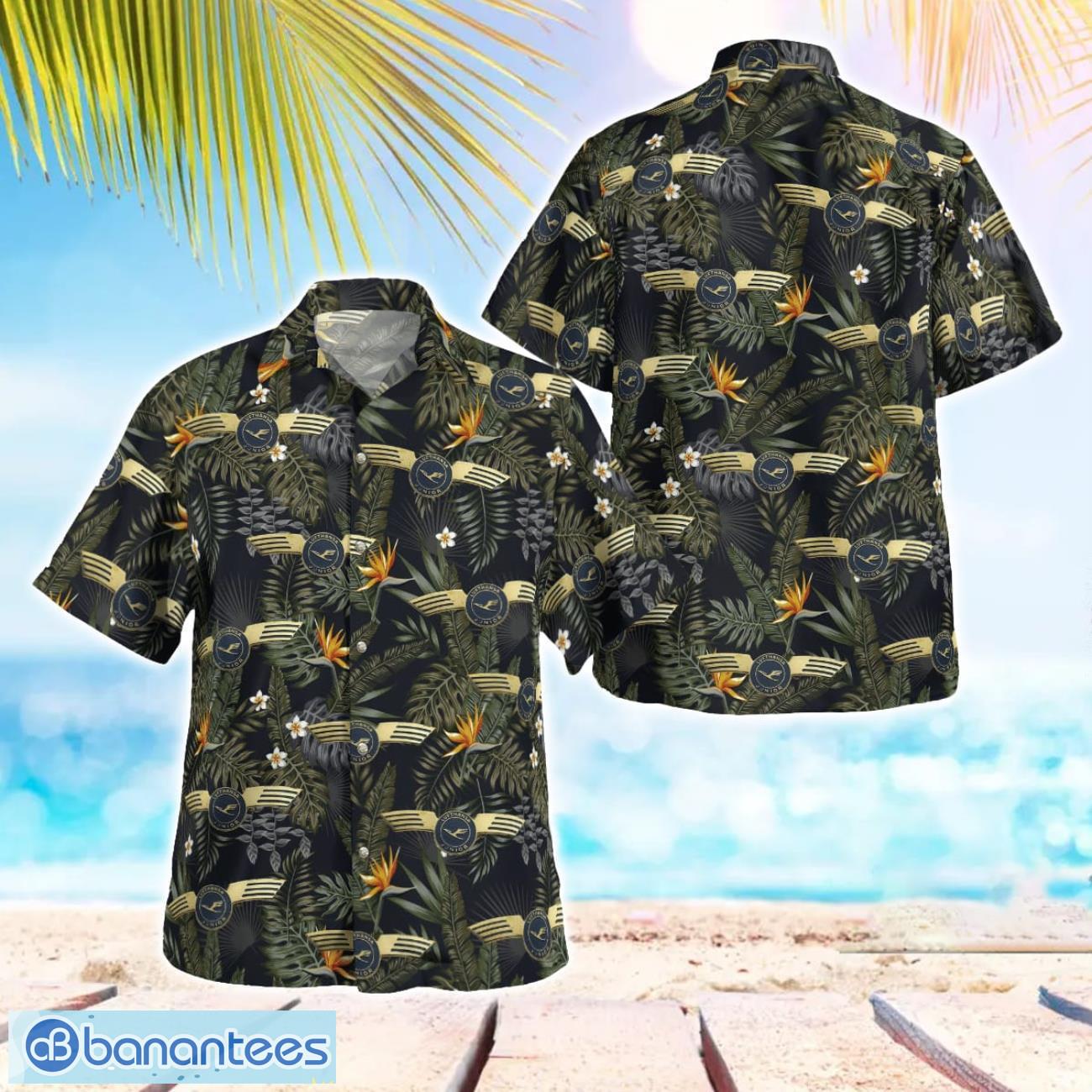 lufthansa junior vintage pilot wings badge 3d hawaiian shirt image Lufthansa junior, vintage pilot wings badge 3D Hawaiian Shirt Product Photo 1