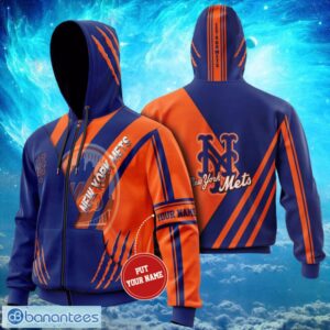 MLB New York Mets Logo Design Blue Orange Hoodie Full Print Hoodie Zip Up Custom Name Product Photo 1