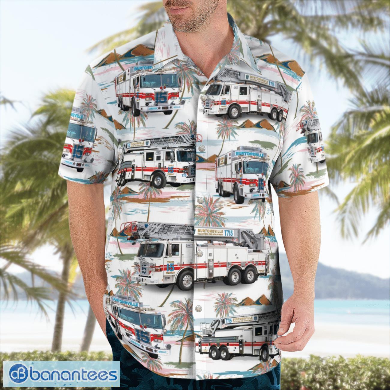 maryland burtonsville volunteer fire department 3d hawaiian shirt 2 image Maryland, Burtonsville Volunteer Fire Department 3D Hawaiian Shirt Product Photo 3