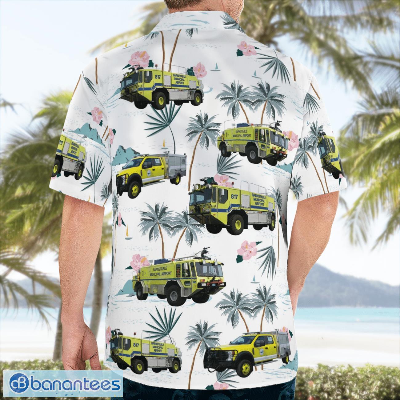 massachusetts barnstable municipal airport arff aloha hawaiian shirt image Massachusetts, Barnstable Municipal Airport ARFF Aloha Hawaiian Shirt Product Photo 1
