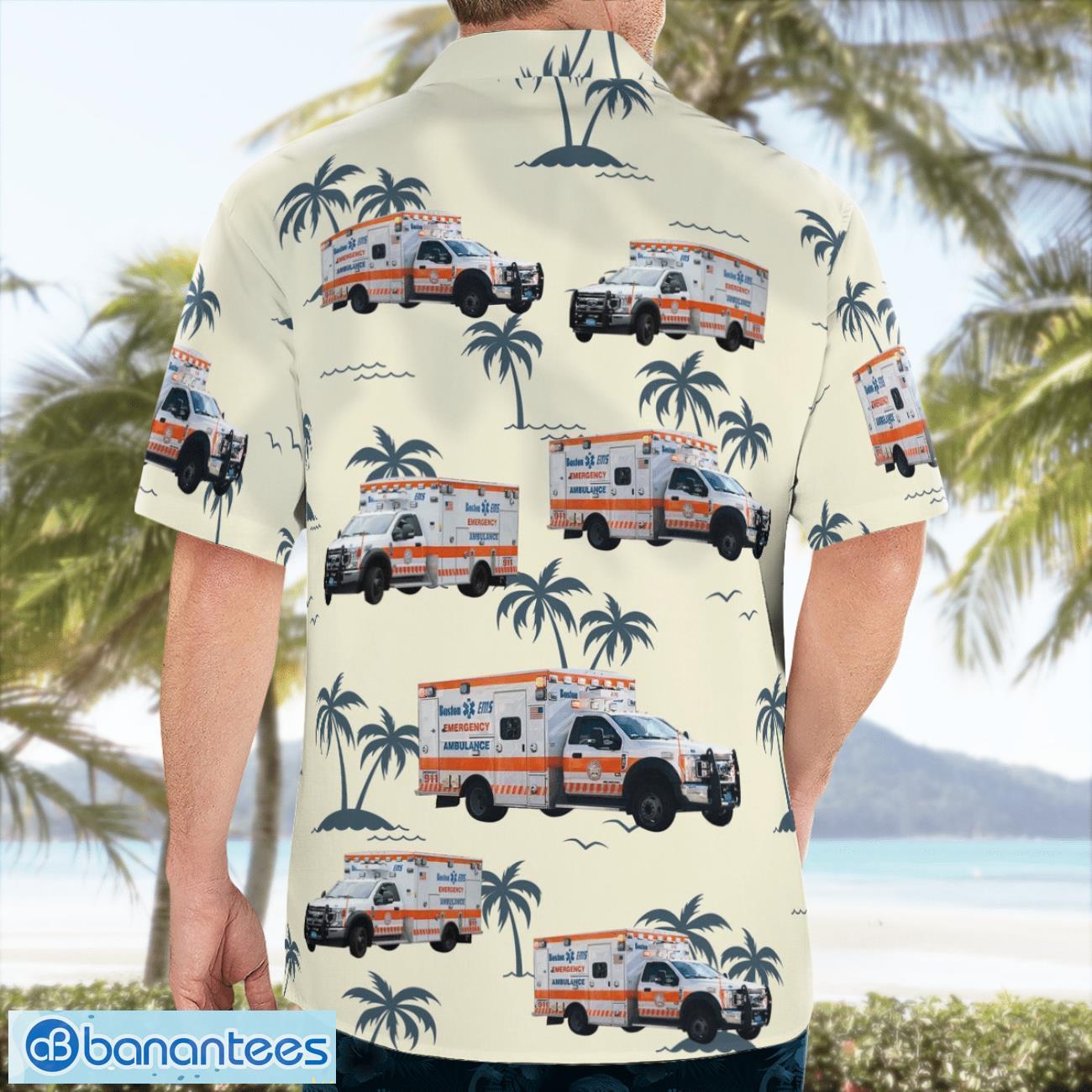 massachusetts boston ems aloha hawaiian shirt 1 image Massachusetts, Boston EMS Aloha Hawaiian Shirt Product Photo 2