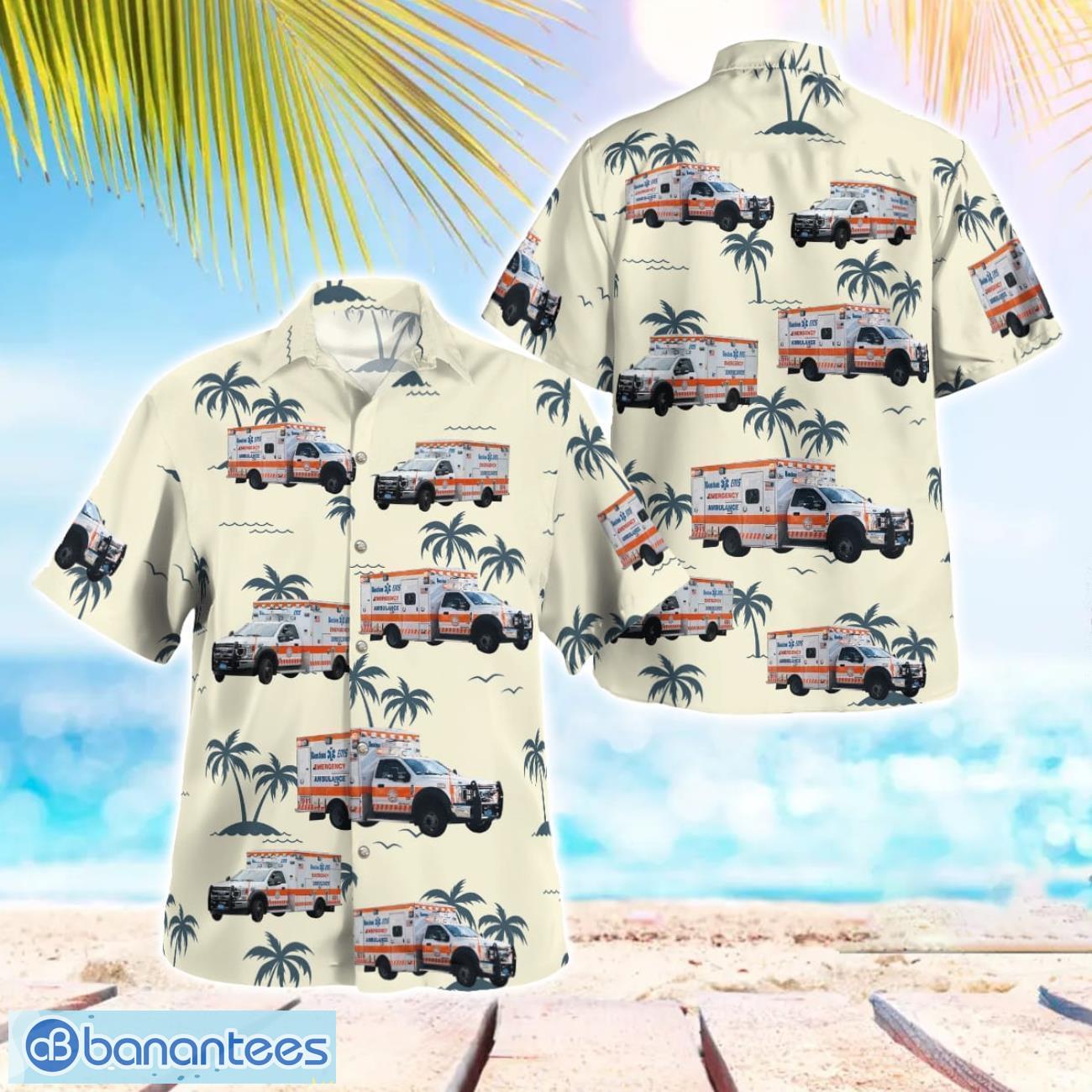 massachusetts boston ems aloha hawaiian shirt image Massachusetts, Boston EMS Aloha Hawaiian Shirt Product Photo 1