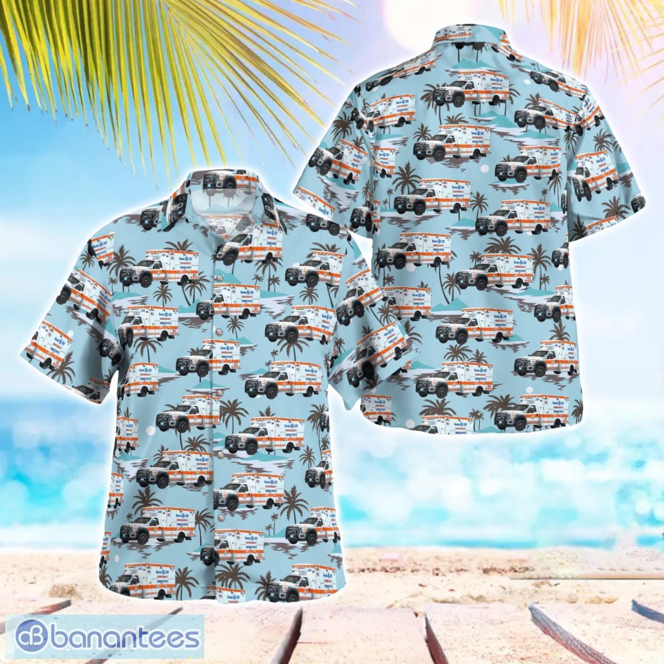 massachusetts boston ems hawaiian shirt men women beach shirt image Massachusetts, Boston EMS Hawaiian Shirt Men Women Beach Shirt Product Photo 1