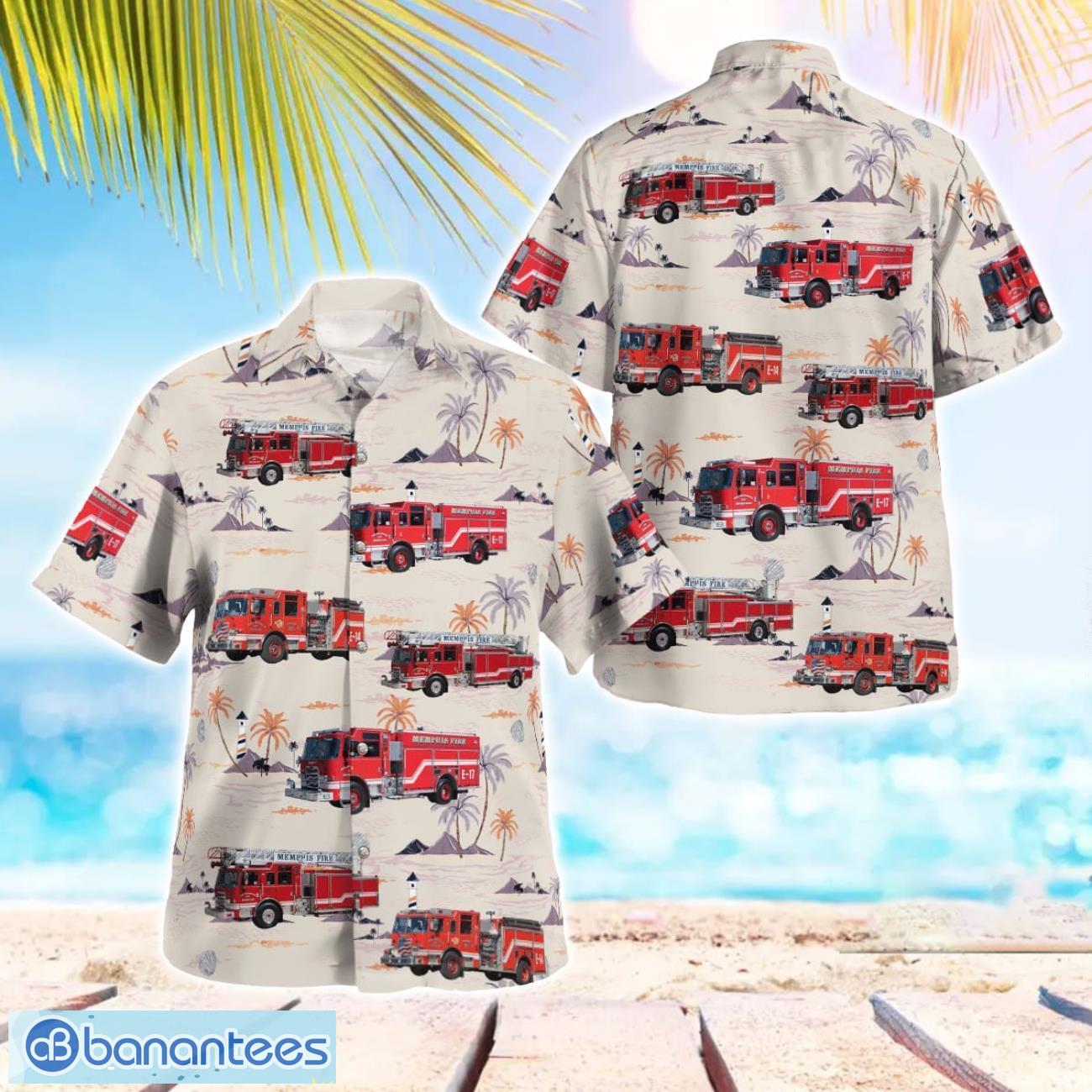 memphis tennessee memphis fire department aloha hawaiian shirt image Memphis, Tennessee, Memphis Fire Department Aloha Hawaiian Shirt Product Photo 1