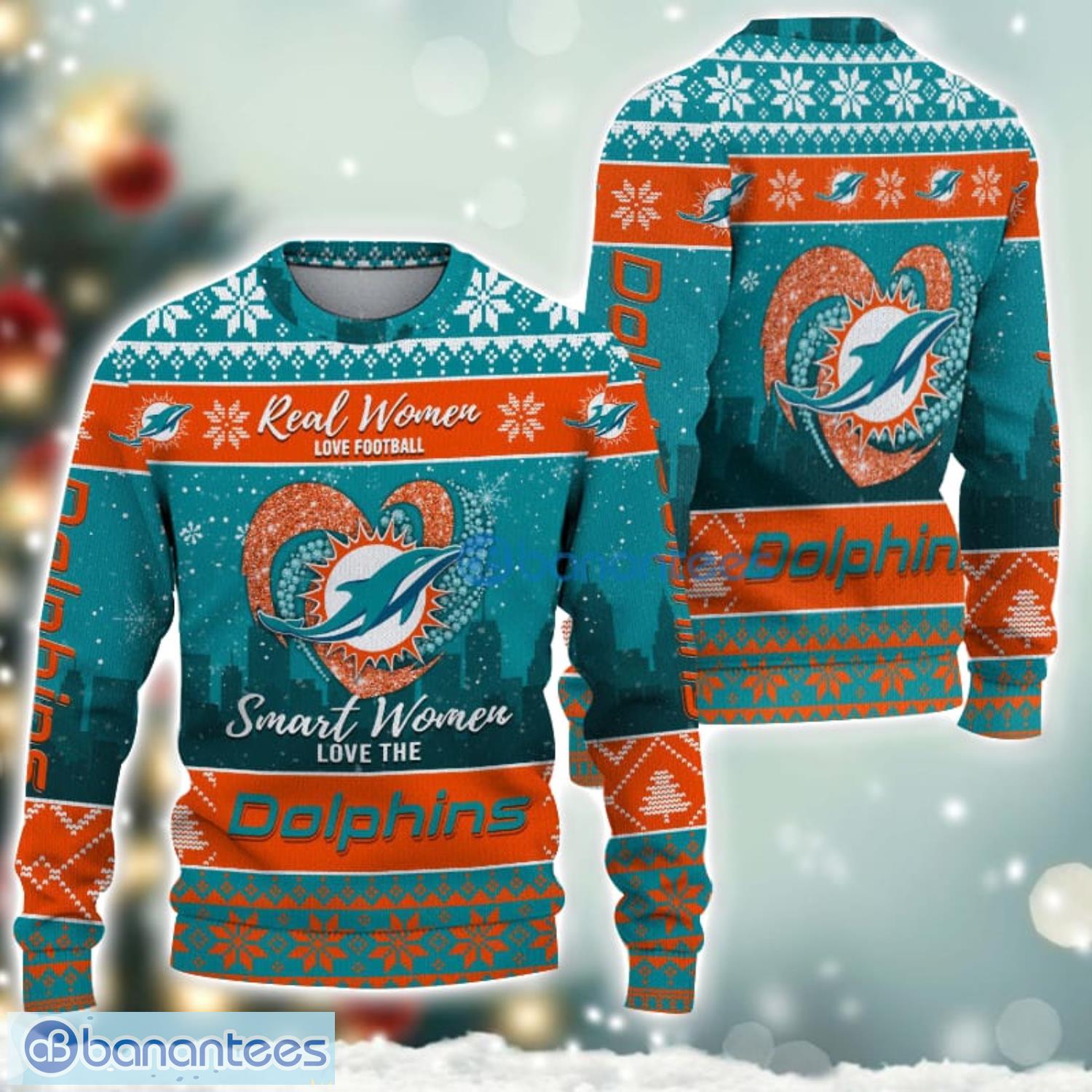 miami dolphins logo ugly christmas sweater for fans men and women christmas gift ideas 1 image Miami Dolphins Logo Ugly Christmas Sweater For Fans Men And Women Christmas Gift Ideas Product Photo 2