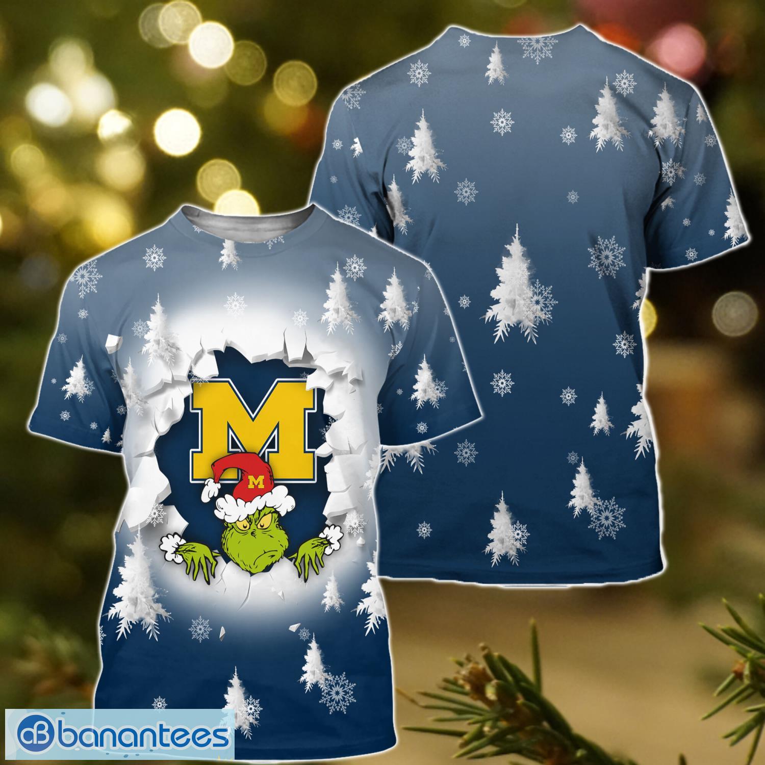 michigan wolverines grinch 3d t shirt hoodie sweatshirt gift for christmas 1 image Michigan Wolverines Grinch 3D T-Shirt Hoodie Sweatshirt Gift For Christmas Product Photo 2