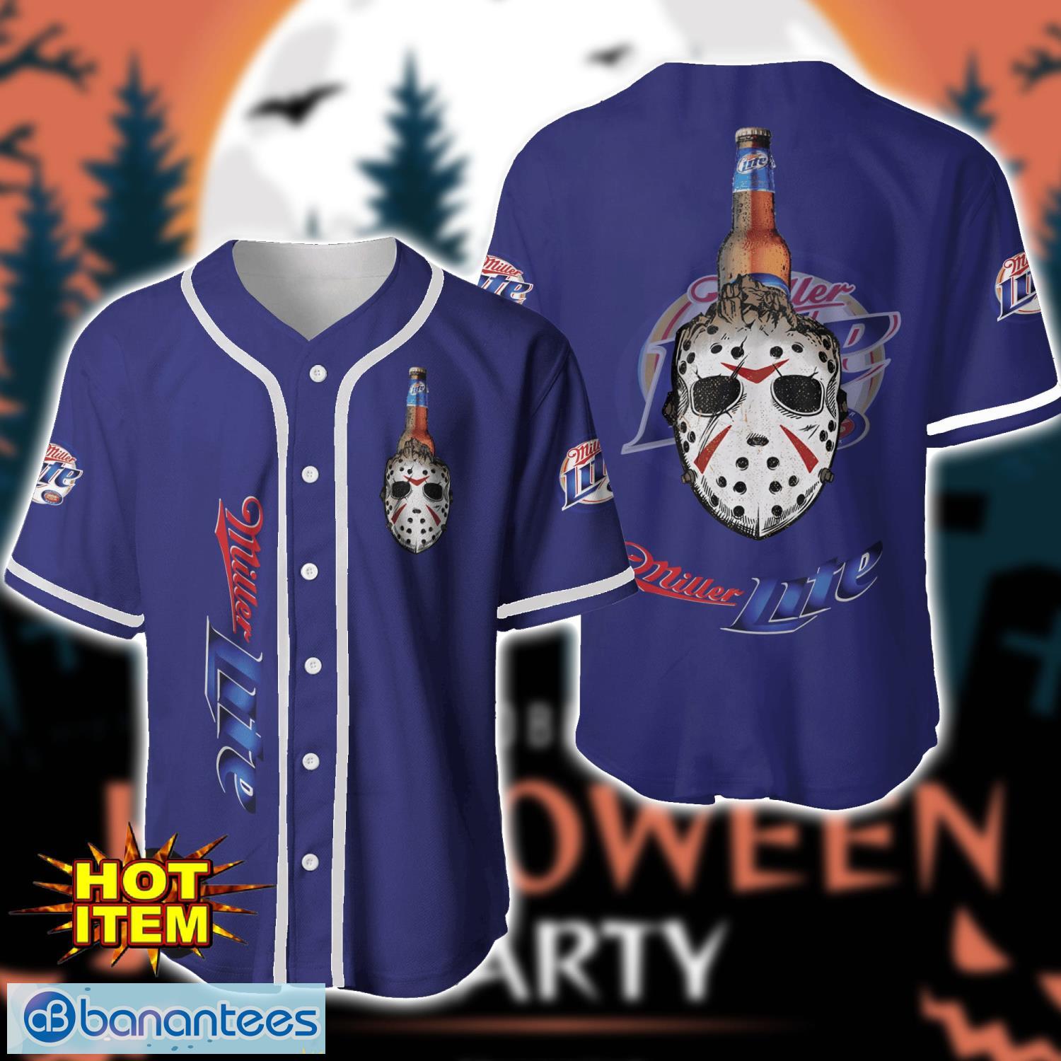 miller lite horror face baseball jersey shirt halloween gift image Miller Lite Horror Face Baseball Jersey Shirt Halloween Gift Product Photo 1