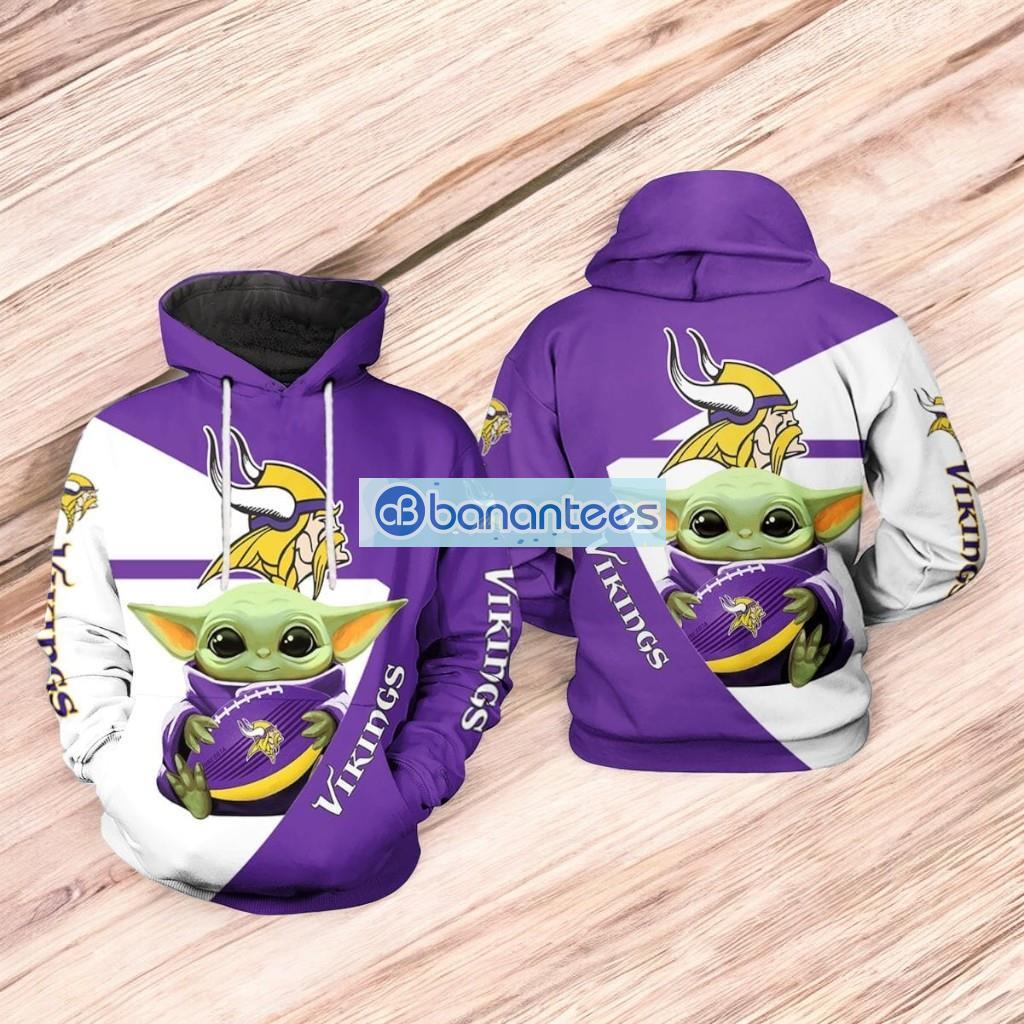 minnesota vikings nfl baby yoda team 3d hoodie all over print image Minnesota Vikings NFL Baby Yoda Team 3D Hoodie All Over Print Product Photo 1