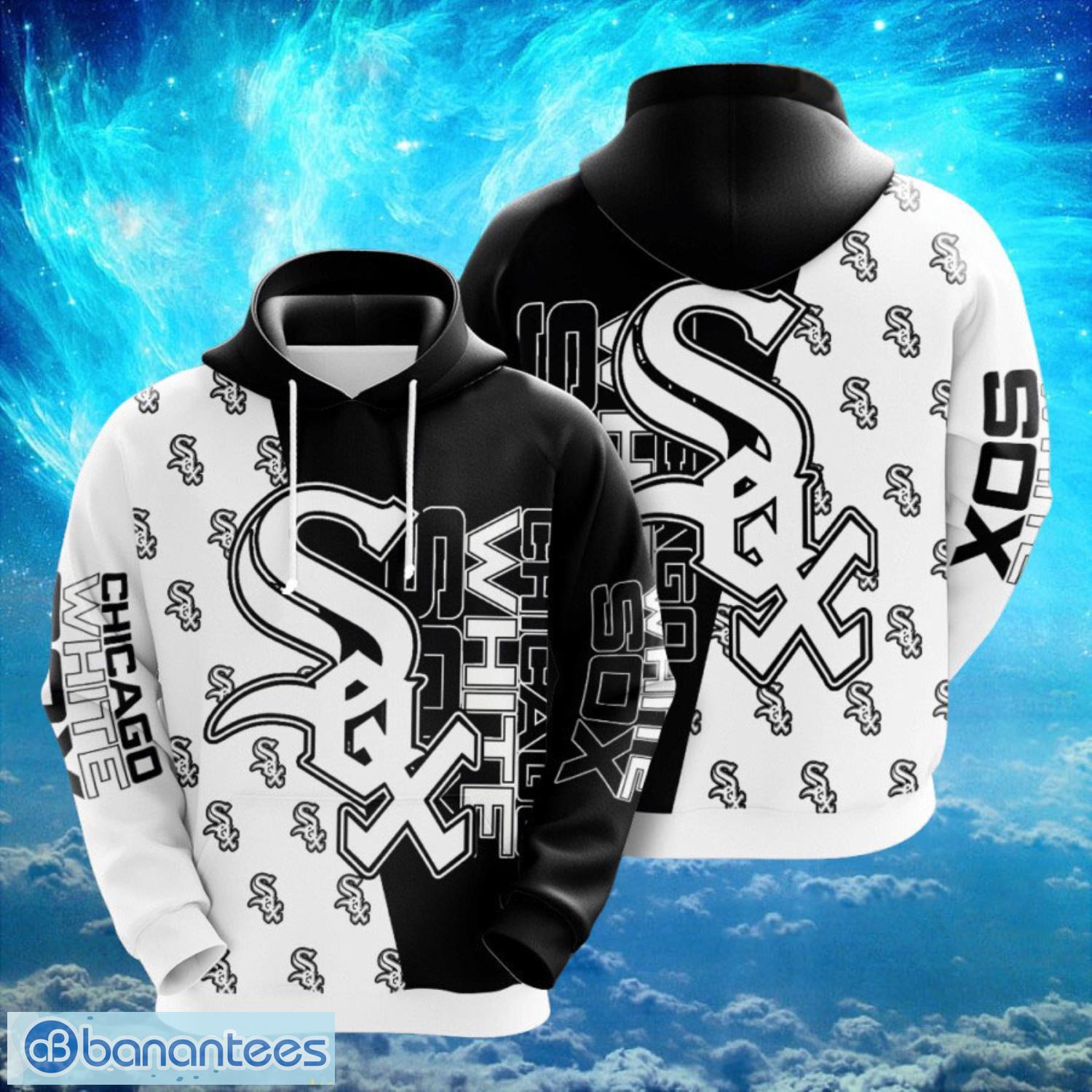 mlb chicago white sox big logo design black white hoodie full print hoodie image MLB Chicago White Sox Big Logo Design Black White Hoodie Full Print Hoodie Product Photo 1