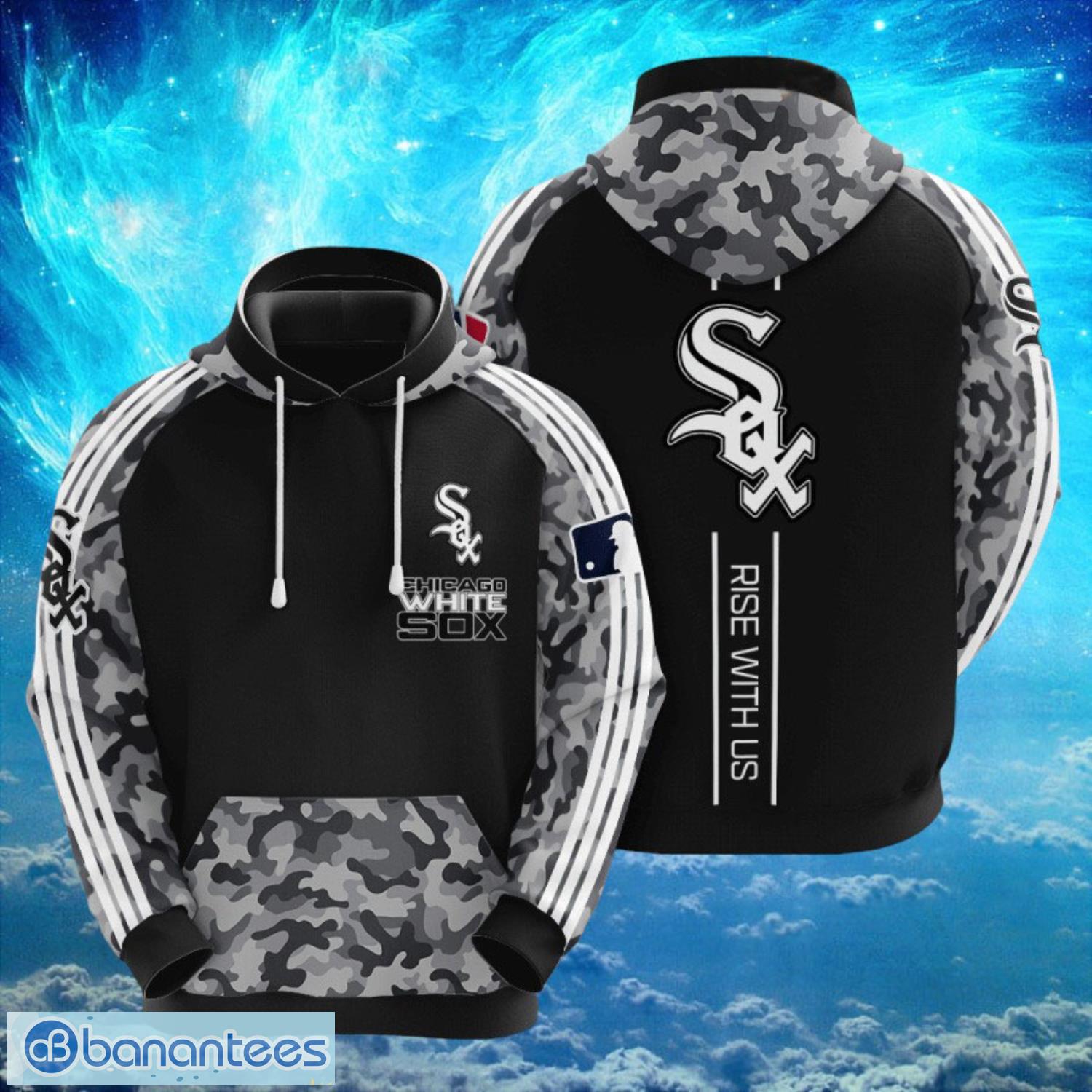 mlb chicago white sox logo design rise with us black hoodie full print hoodie image MLB Chicago White Sox Logo Design Rise With Us Black Hoodie Full Print Hoodie Product Photo 1