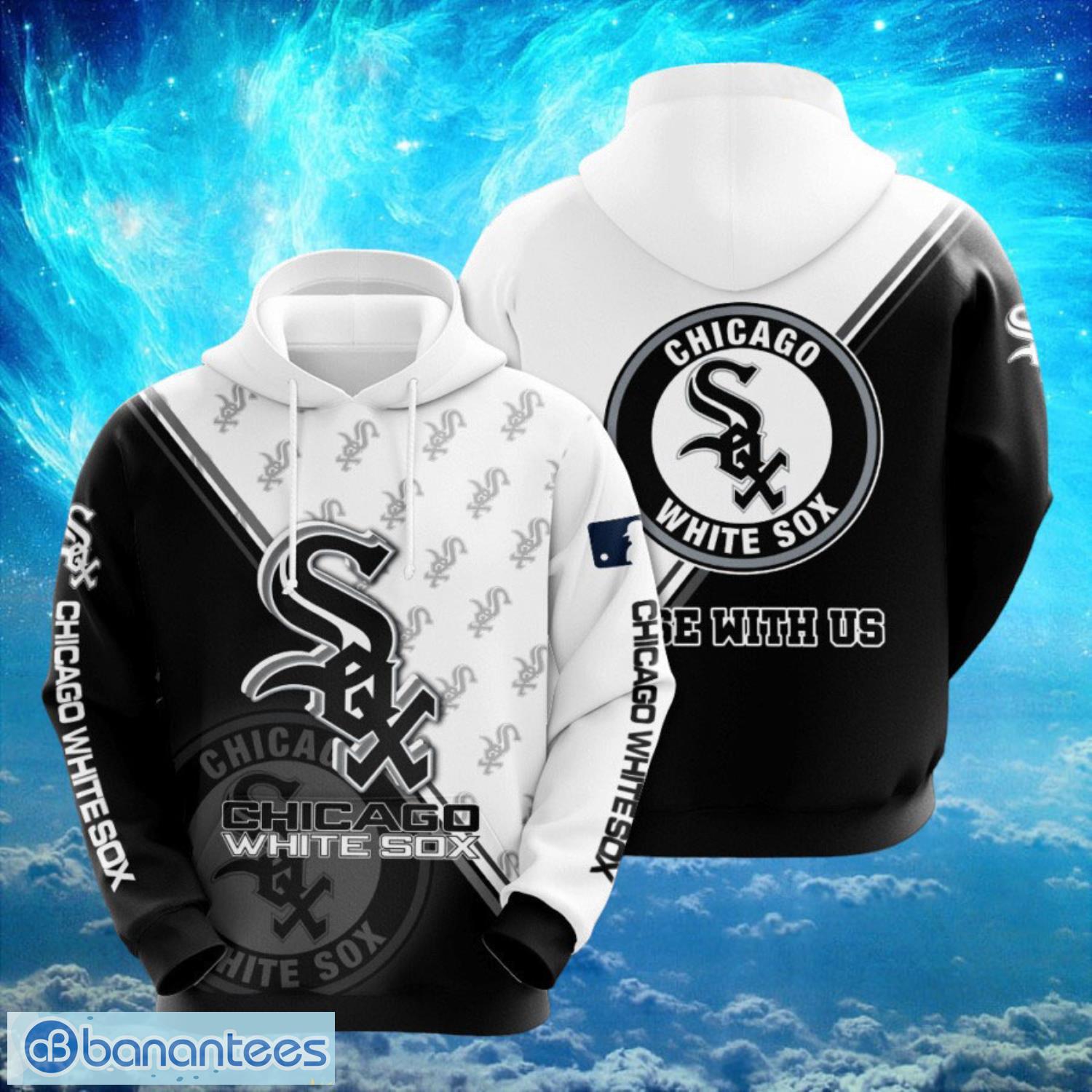 mlb chicago white sox logo design rise with us black white hoodie full print hoodie image MLB Chicago White Sox Logo Design Rise With Us Black White Hoodie Full Print Hoodie Product Photo 1