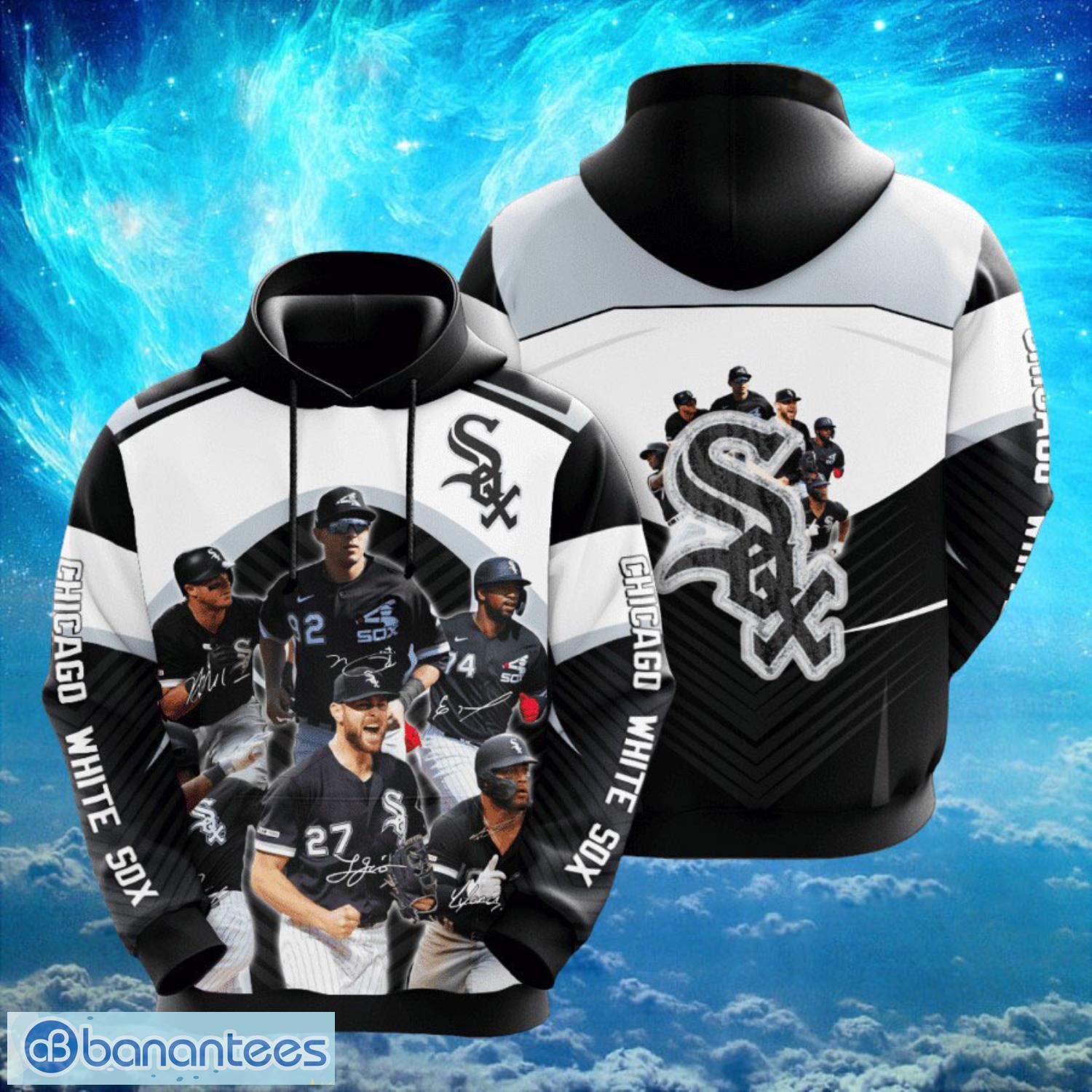 mlb chicago white sox teams logo design black white hoodie full print hoodie image MLB Chicago White Sox Teams Logo Design Black White Hoodie Full Print Hoodie Product Photo 1