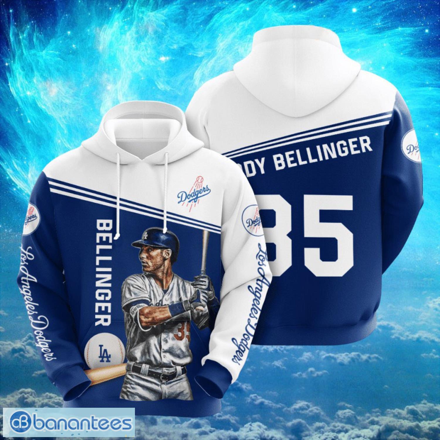mlb los angeles dodgers logo design 35 bellinger full print hoodie image MLB Los Angeles Dodgers Logo Design 35 Bellinger Full Print Hoodie Product Photo 1