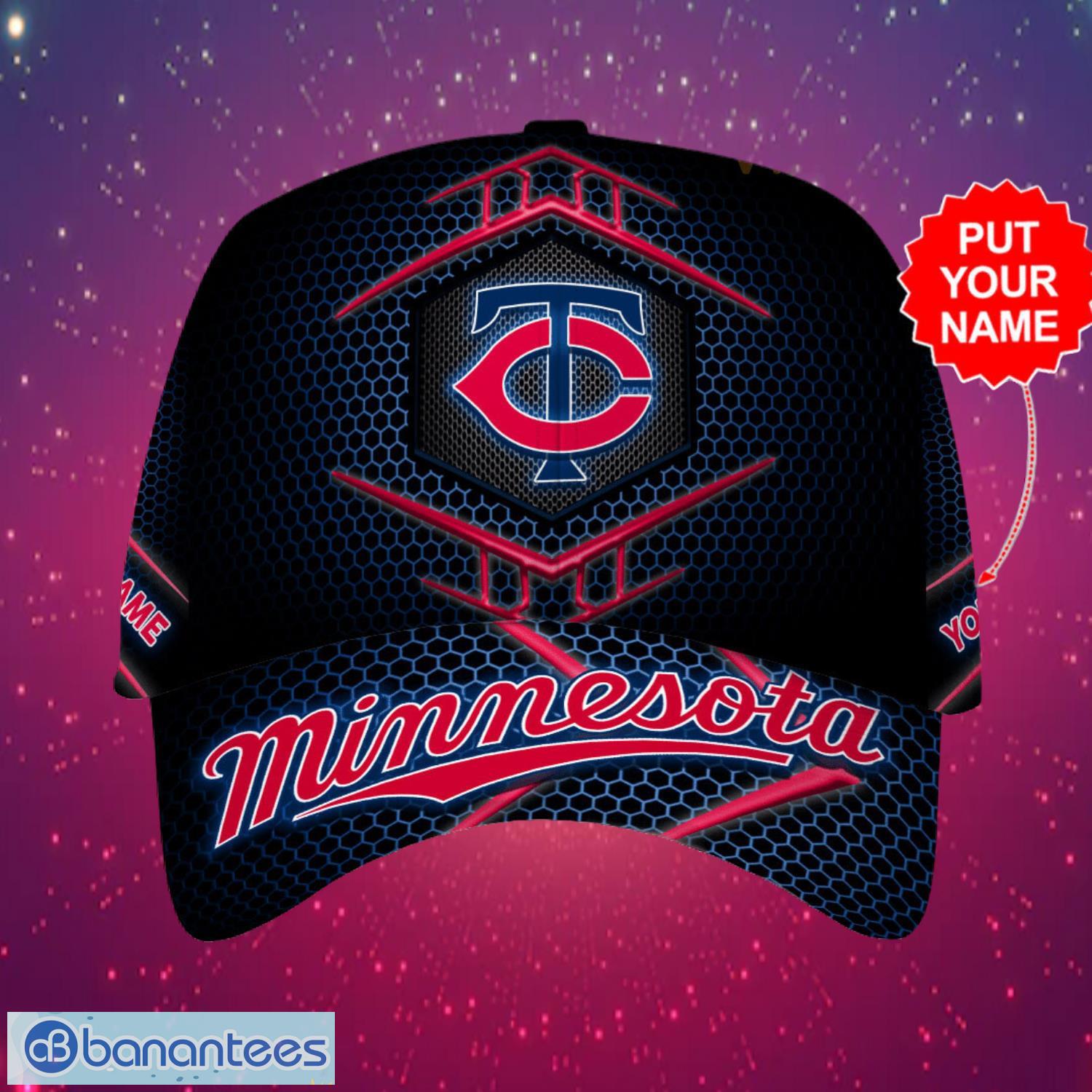 mlb minnesota twins logo design honeycomb pattern custom your name cap 3d cap image MLB Minnesota Twins Logo Design Honeycomb Pattern Custom Your Name Cap 3D Cap Product Photo 1