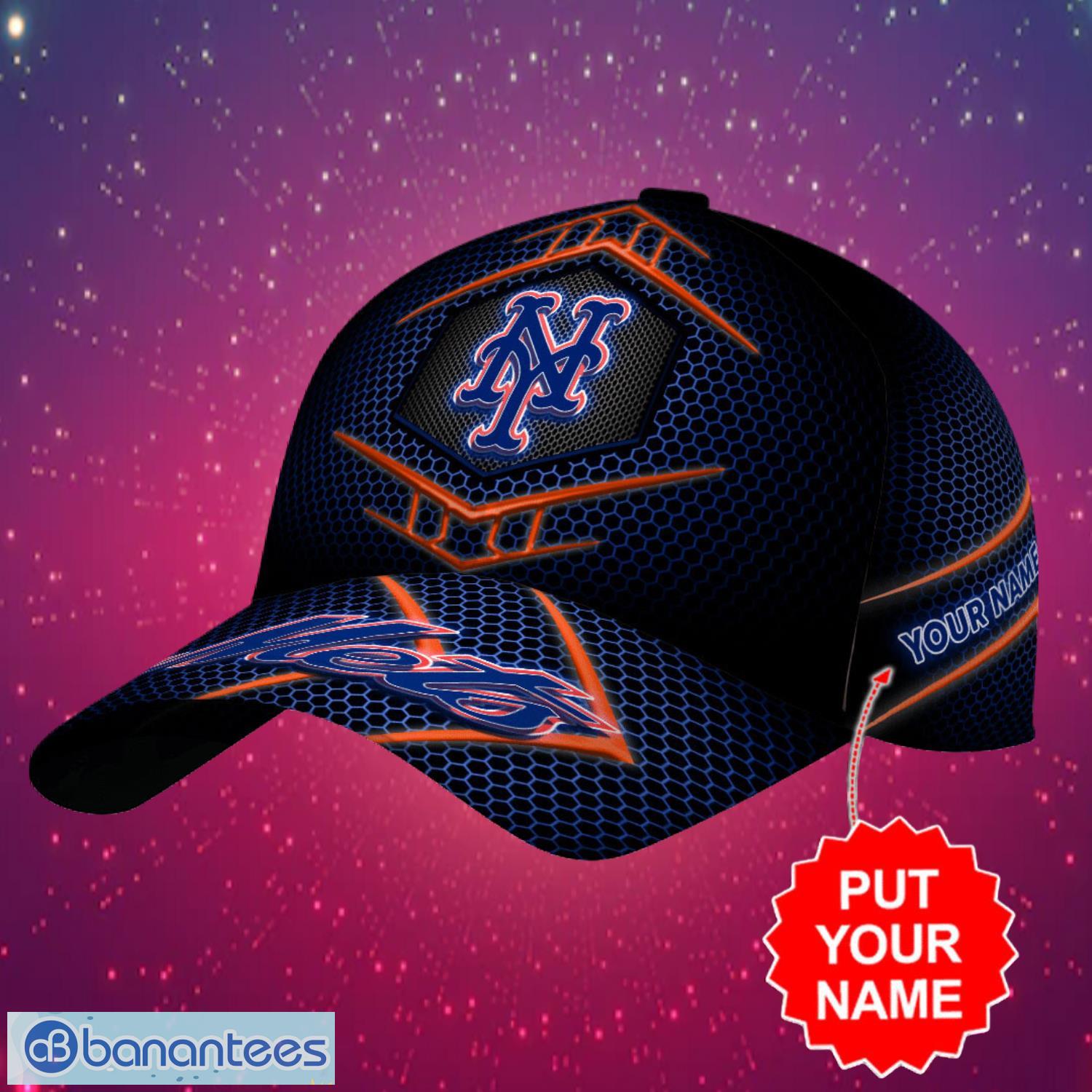 mlb new york mets logo design honeycomb pattern custom your name cap 3d cap 1 image MLB New York Mets Logo Design Honeycomb Pattern Custom Your Name Cap 3D Cap Product Photo 2