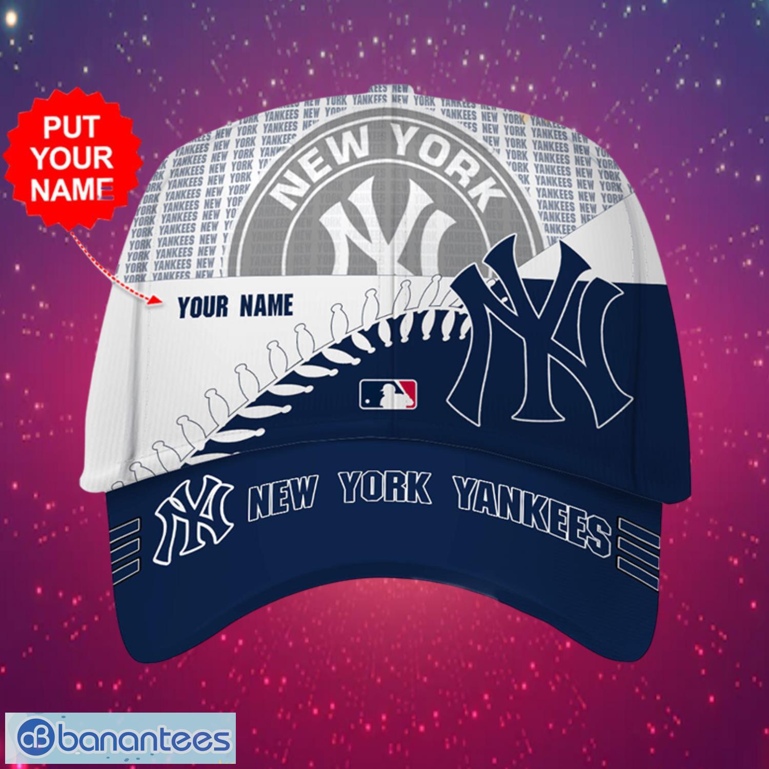 mlb new york yankees logo design navy white cap custom name cap 3d cap 1 image MLB New York Yankees Logo Design Navy White Cap Custom Name Cap 3D Cap Product Photo 2