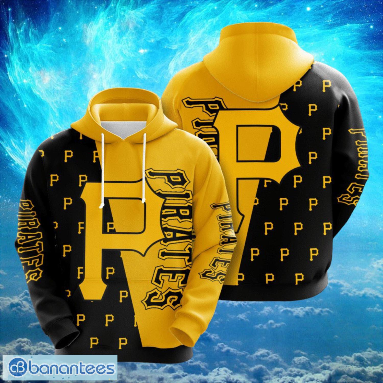 mlb pittsburgh piratess logo design black yellow hoodie full print hoodie image MLB Pittsburgh Piratess Logo Design Black Yellow Hoodie Full Print Hoodie Product Photo 1