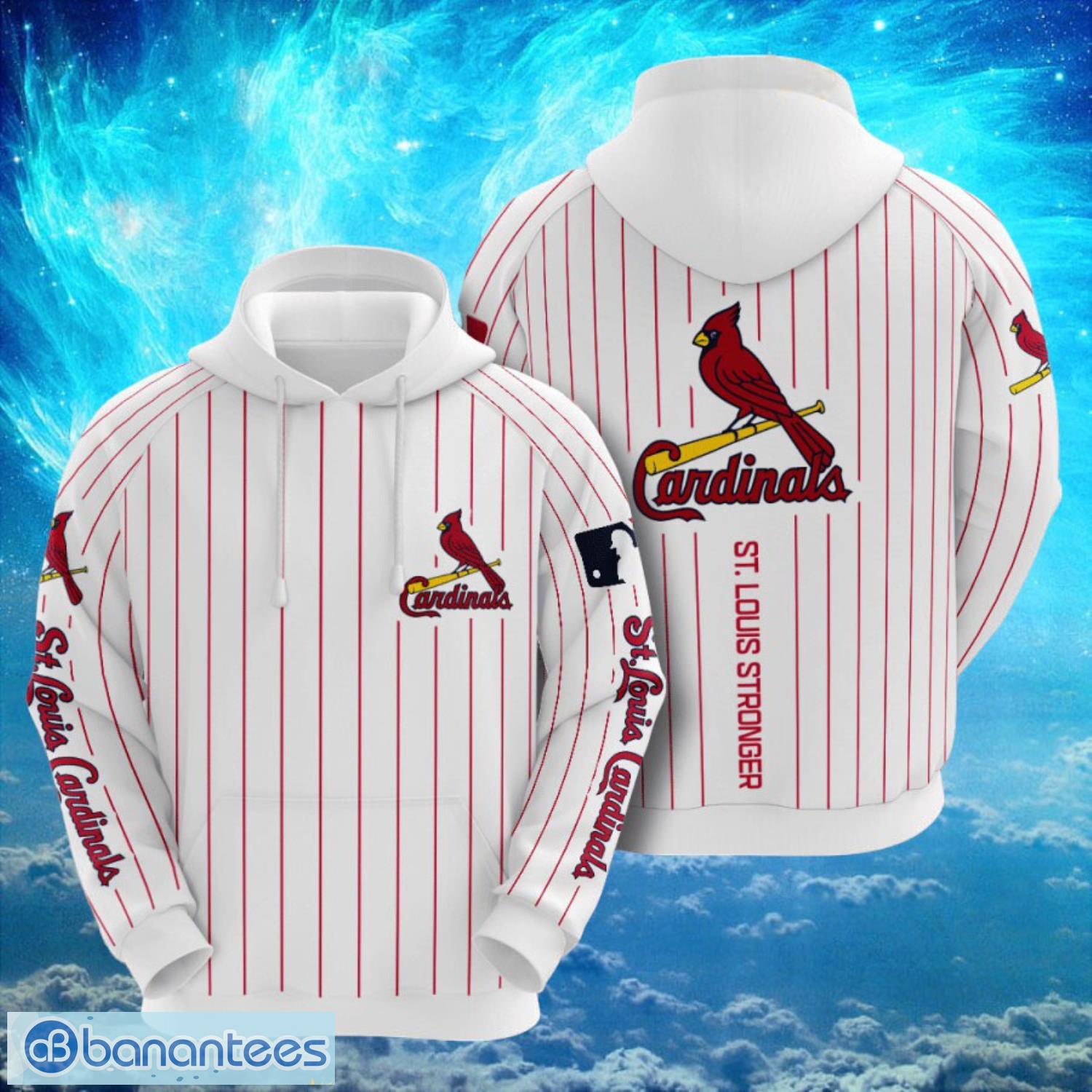 mlb st louis cardinals logo design white red stripes hoodie full print hoodie image MLB St. Louis Cardinals Logo Design White Red Stripes Hoodie Full Print Hoodie Product Photo 1