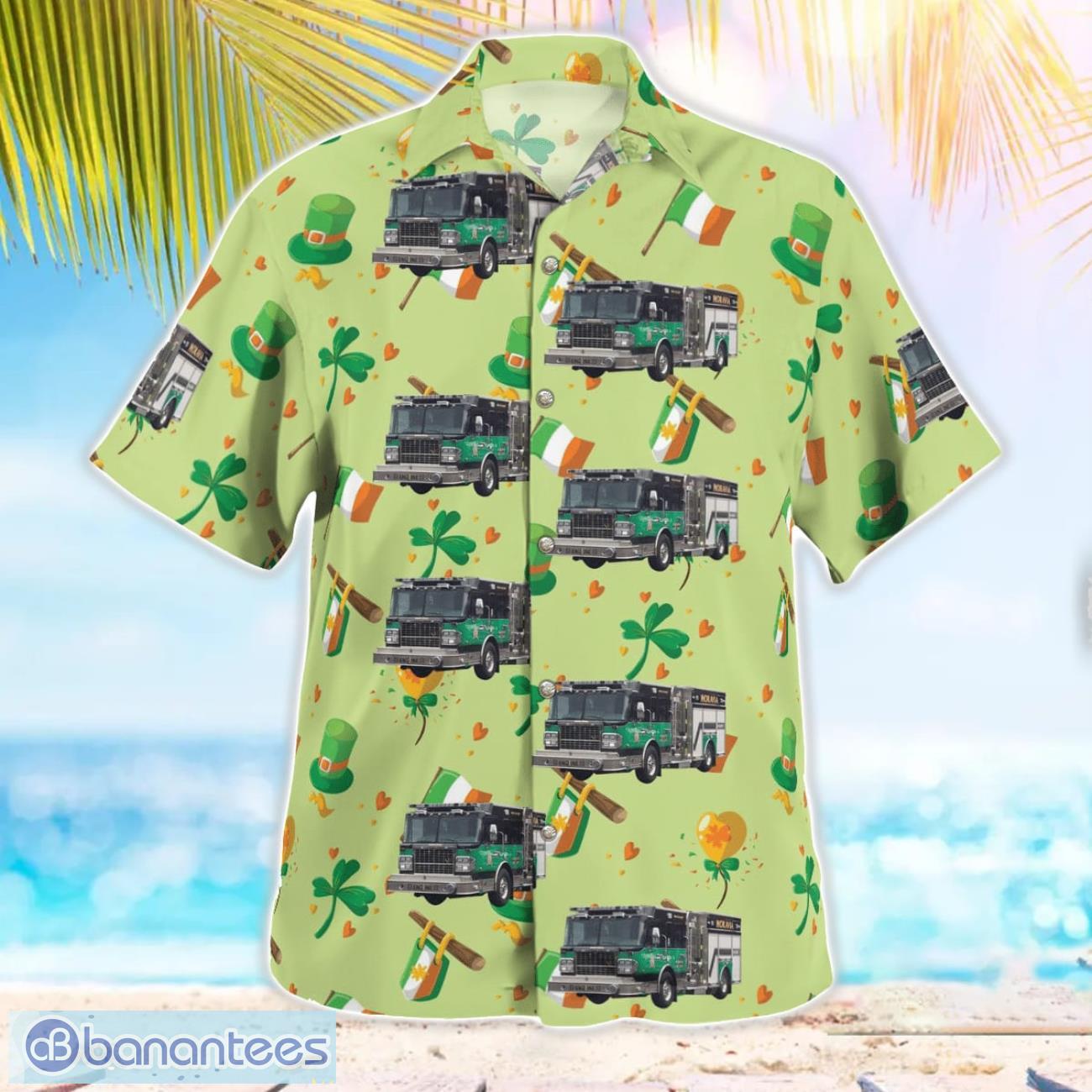 moravia cayuga county new york moravia fire department st patricks day aloha hawaiian shirt 2 image Moravia, Cayuga County, New York, Moravia Fire Department, St Patrick's Day Aloha Hawaiian Shirt Product Photo