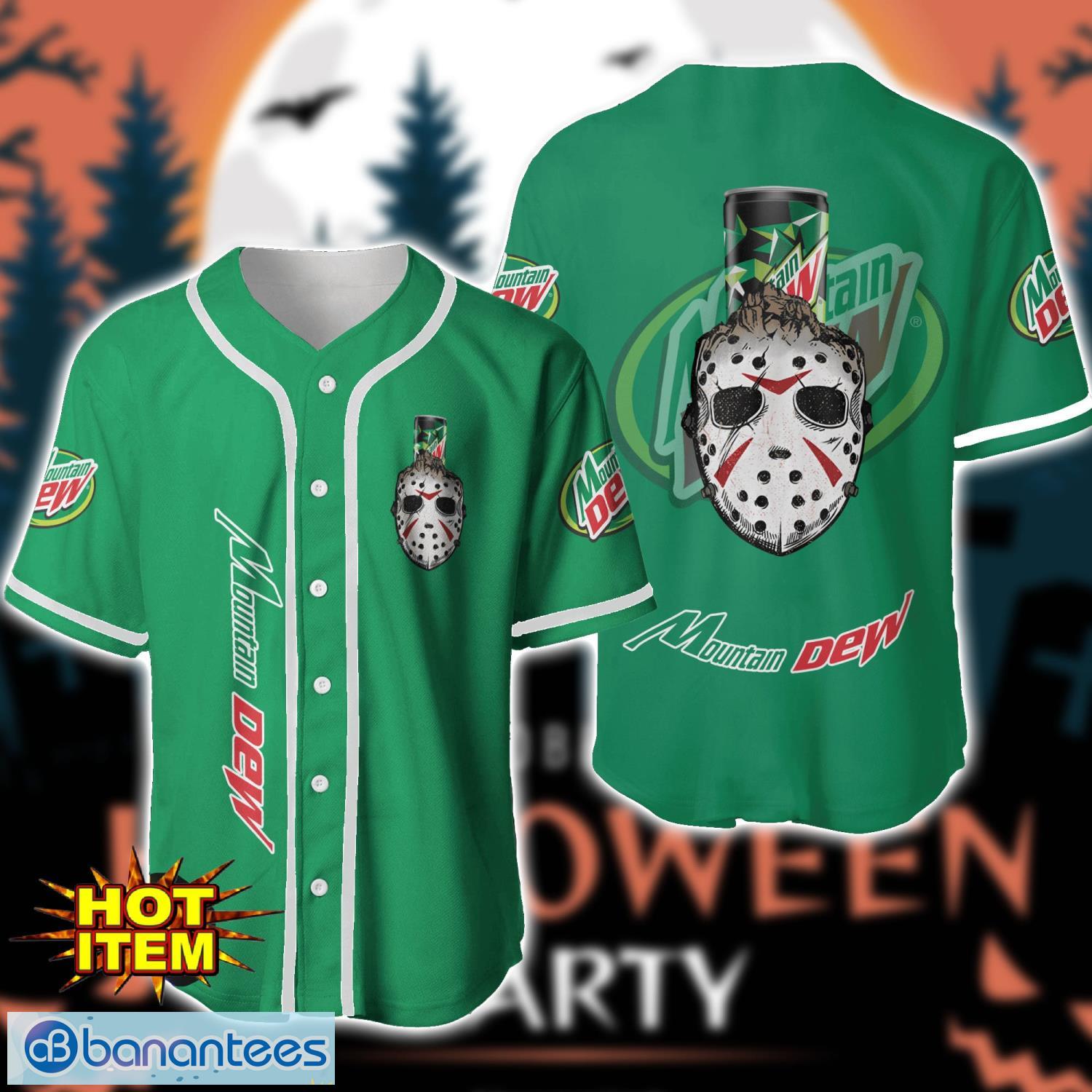 mountain dew horror face baseball jersey shirt halloween gift image Mountain Dew Horror Face Baseball Jersey Shirt Halloween Gift Product Photo 1