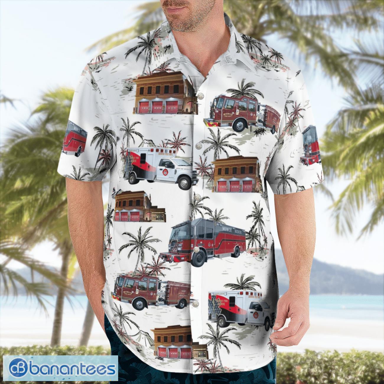 Muncie, Indiana, City of Muncie Fire Dept Aloha Hawaiian Shirt Muncie, Indiana, City of Muncie Fire Dept Aloha Hawaiian Shirt Product Photo 4