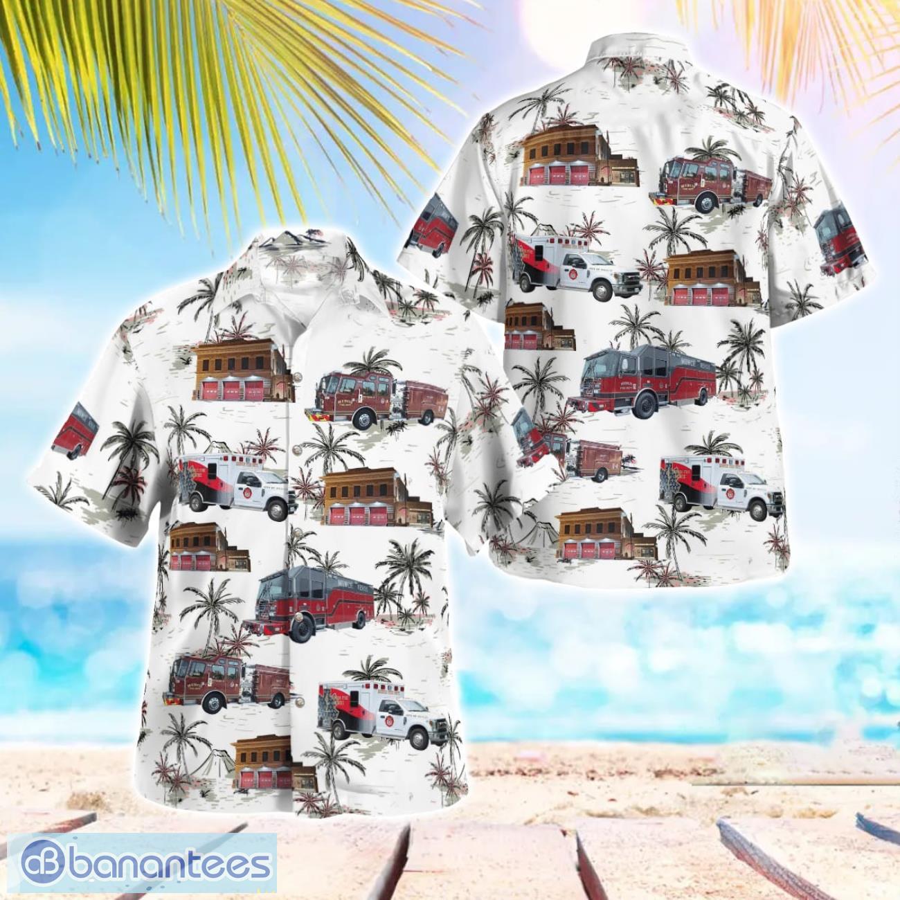 muncie indiana city of muncie fire dept aloha hawaiian shirt image Muncie, Indiana, City of Muncie Fire Dept Aloha Hawaiian Shirt Product Photo 1