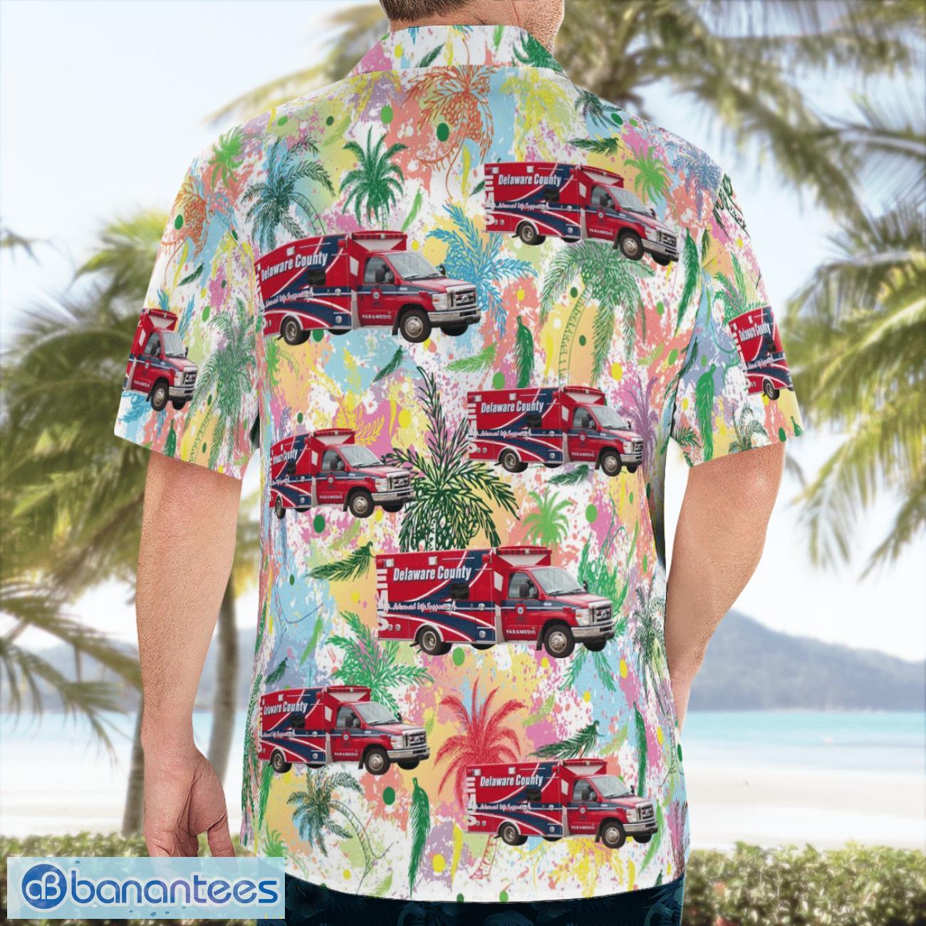 muncie indiana delaware county ems aloha hawaiian shirt 1 image Muncie, Indiana, Delaware County EMS Aloha Hawaiian Shirt Product Photo 2