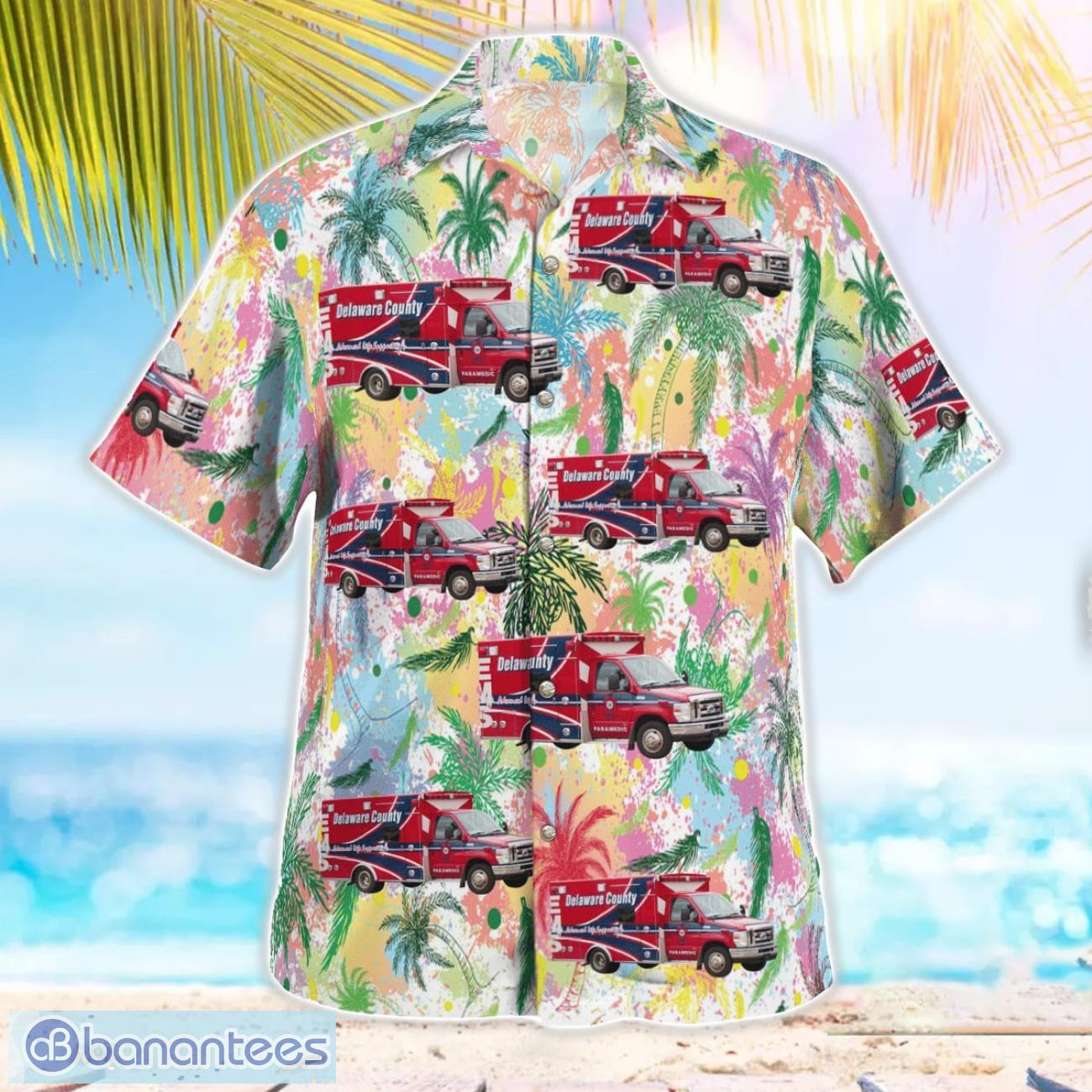 Muncie, Indiana, Delaware County EMS Aloha Hawaiian Shirt Muncie, Indiana, Delaware County EMS Aloha Hawaiian Shirt Product Photo 3