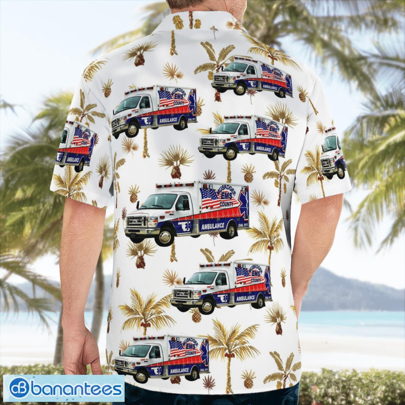 muskogee oklahoma muskogee county ems aloha hawaiian shirt 1 image Muskogee, Oklahoma, Muskogee County EMS Aloha Hawaiian Shirt Product Photo 2