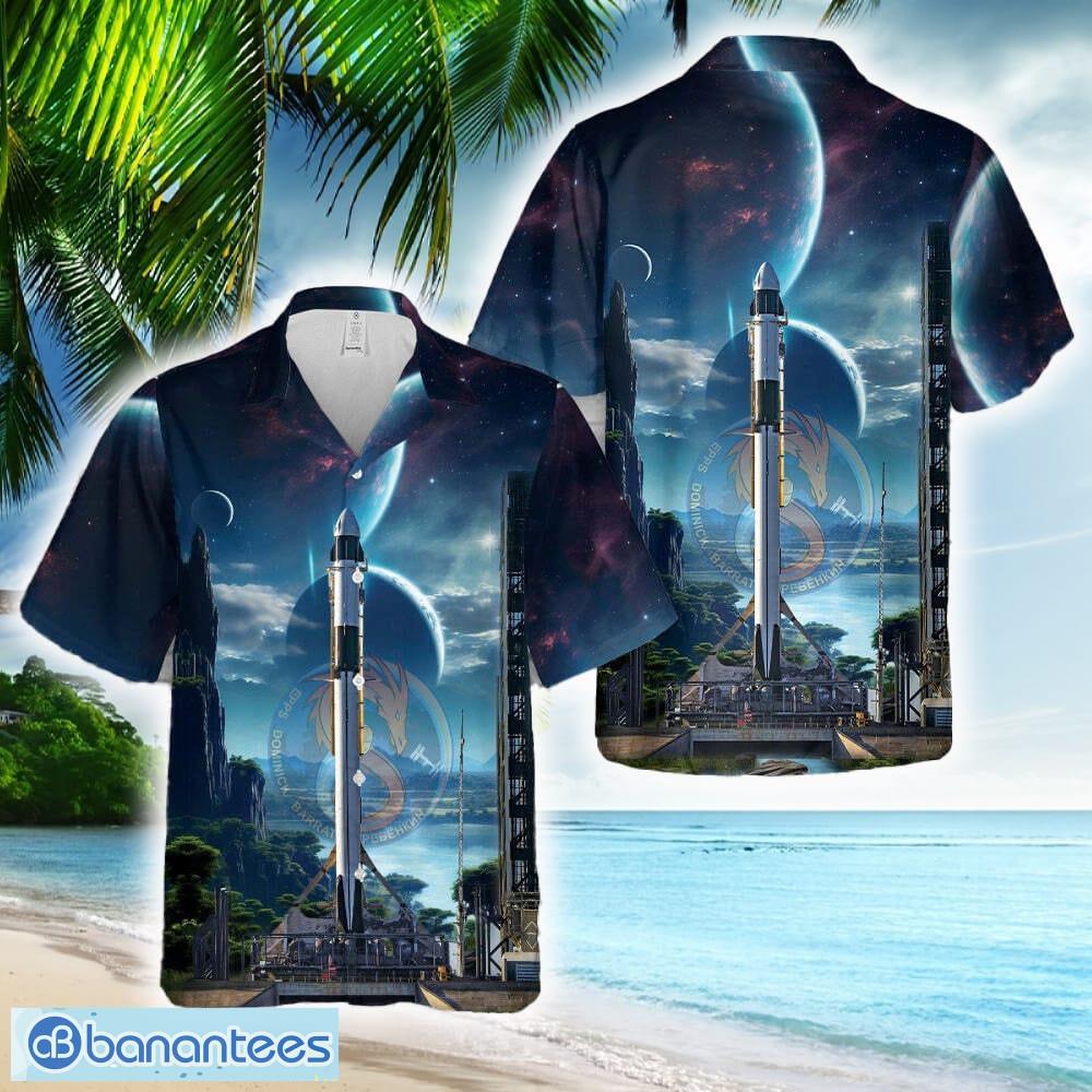 nasas spacex crew 8 falcon 9 rocket hawaiian shirt image NASA's SpaceX Crew 8 Falcon 9 Rocket Hawaiian Shirt Product Photo