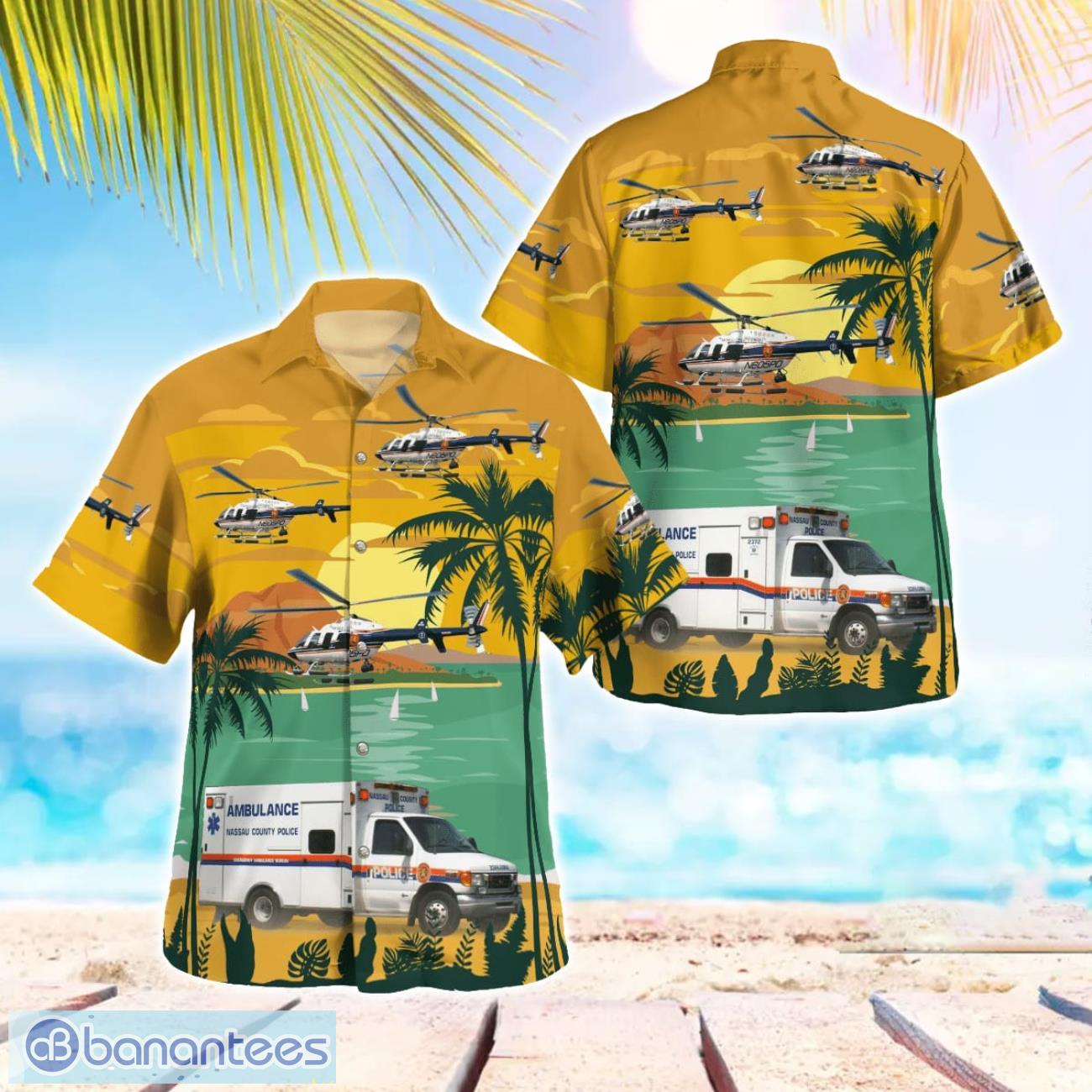 nassau county police new york 3d hawaiian shirt image Nassau County Police, New York 3D Hawaiian Shirt Product Photo 1