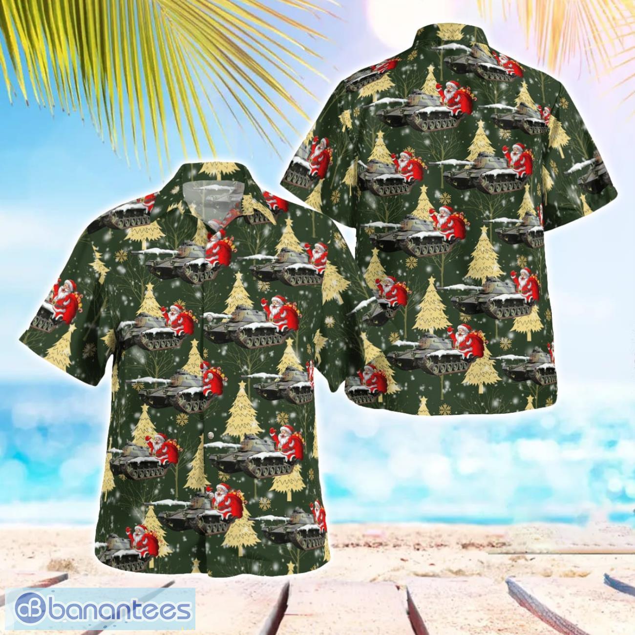 national guard m60 tank christmas aloha hawaiian shirt image National Guard M60 Tank Christmas Aloha Hawaiian Shirt Product Photo 1